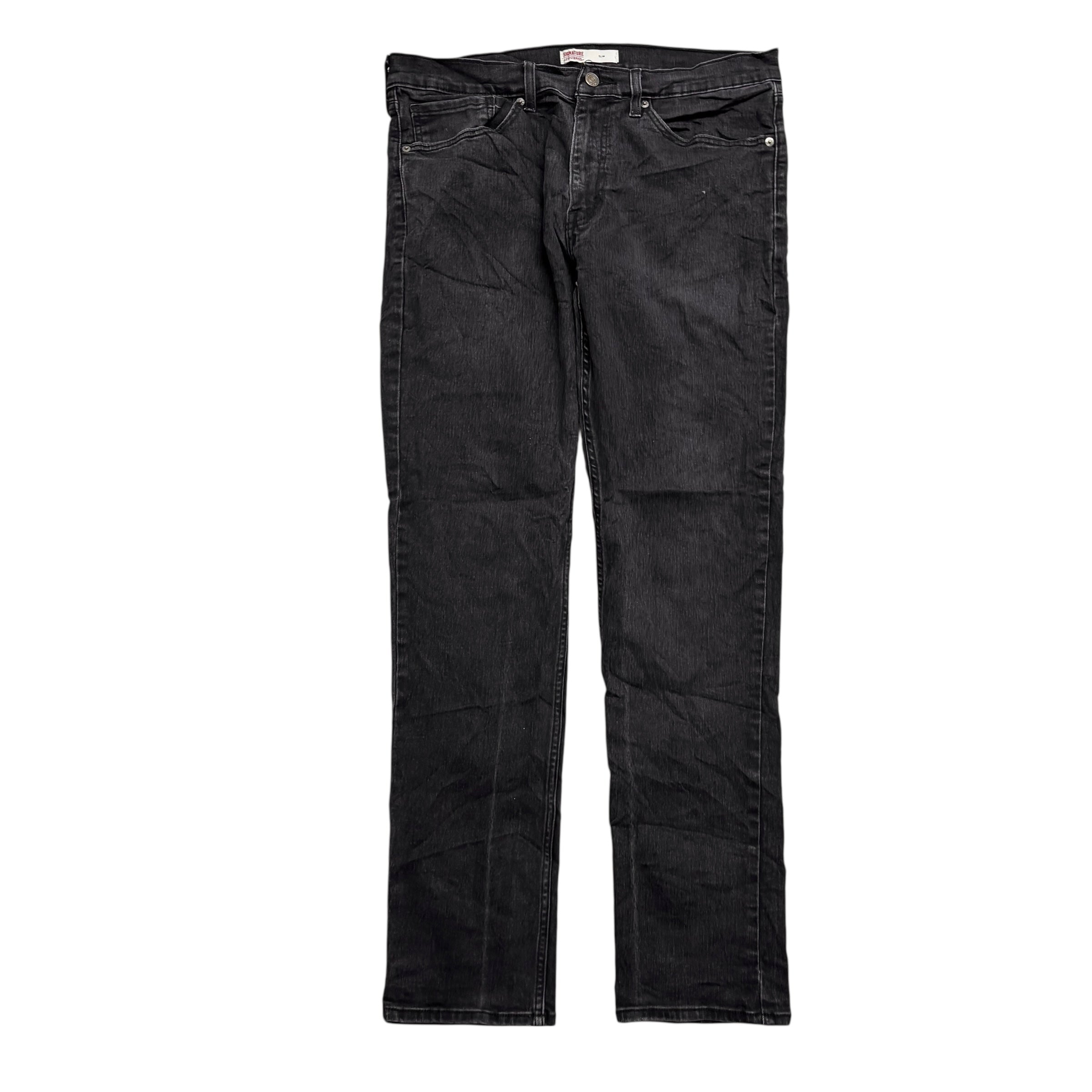 Levis Signature Jeans W36 L32 Mens Black Slim Fit Stretch Denim (E)