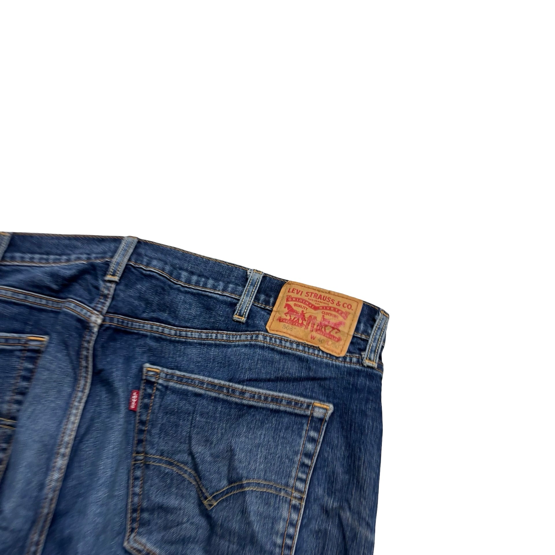 Levis 505 Jeans W40 L30 Mens Dark Blue Regular Straight Fit Stretch Denim (F)