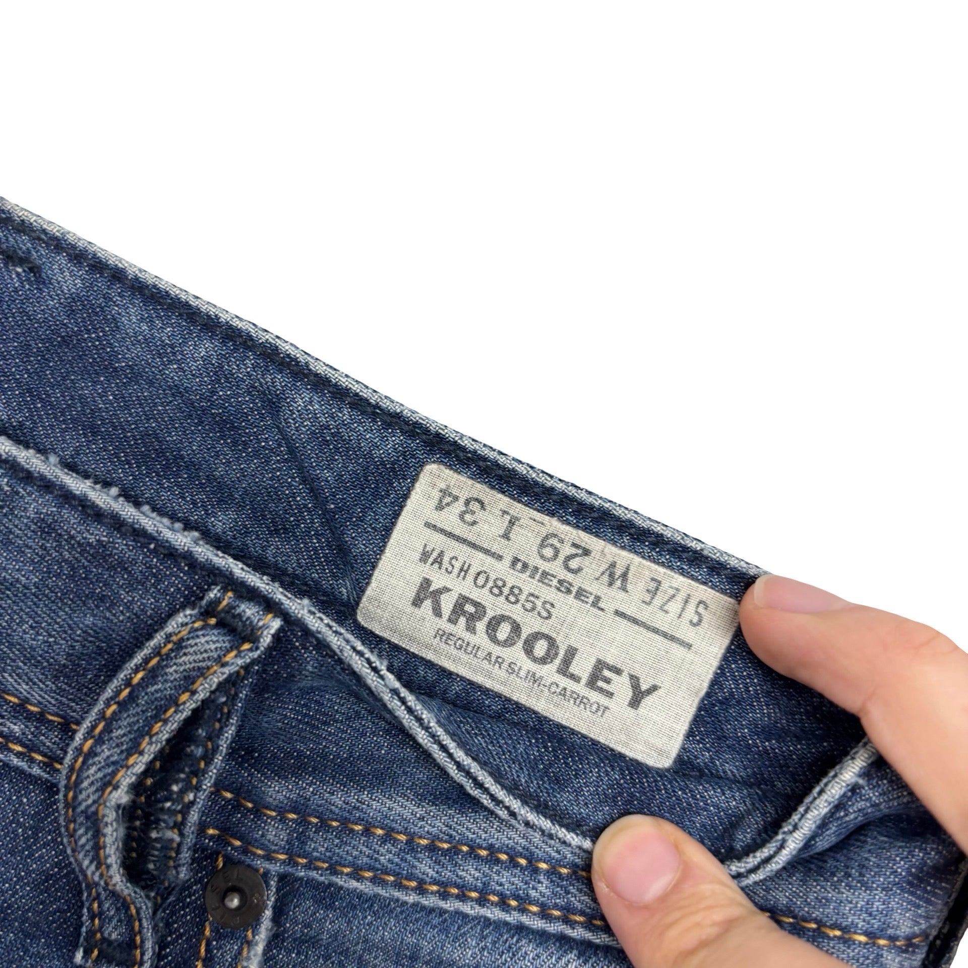 Diesel Krooley Jeans W30 L33 Mens Mid Blue Slim Carrot Fit Distressed (E)