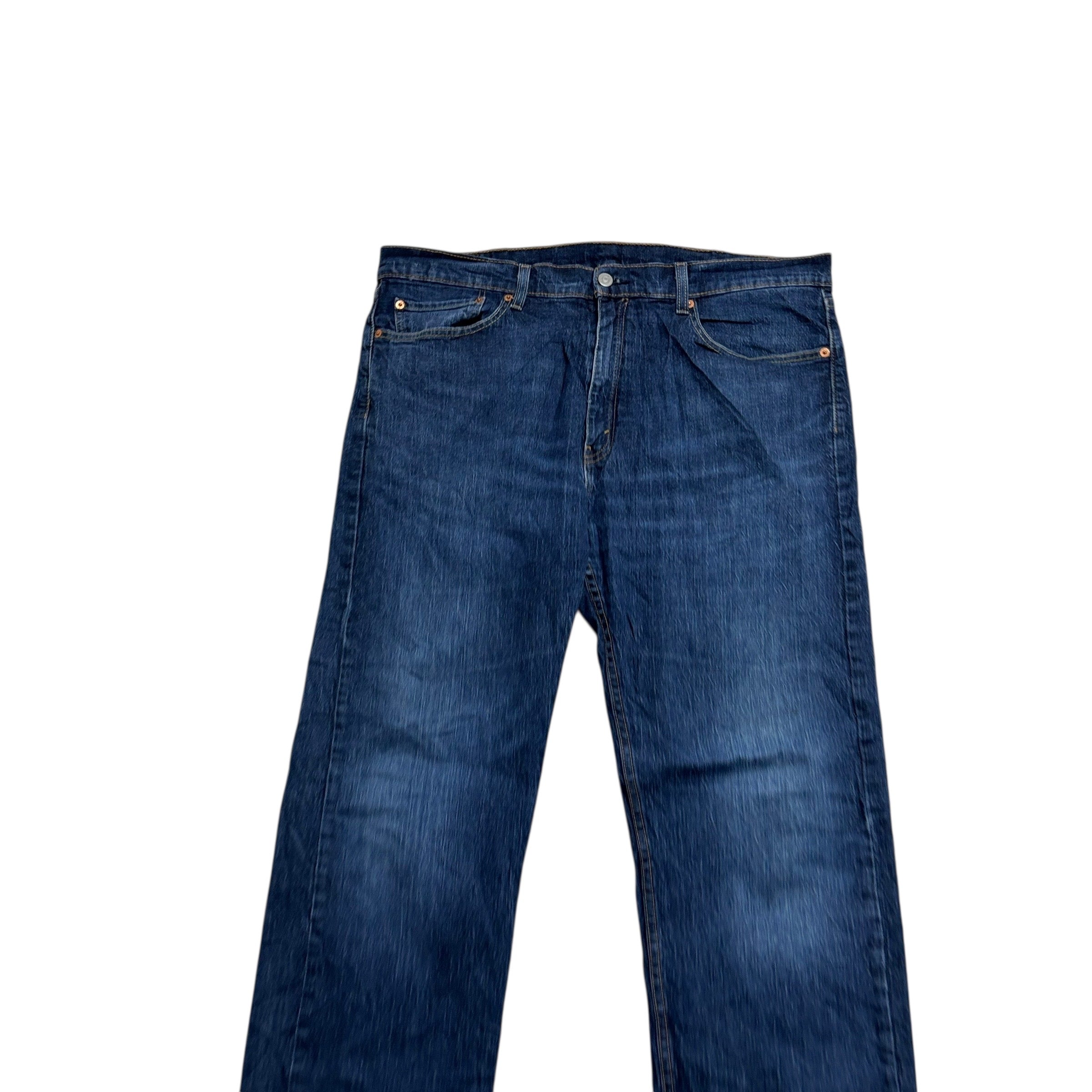 Levis 505 Jeans W38 L34 Mens Dark Blue Regular Straight Fit Stretch Denim (E)