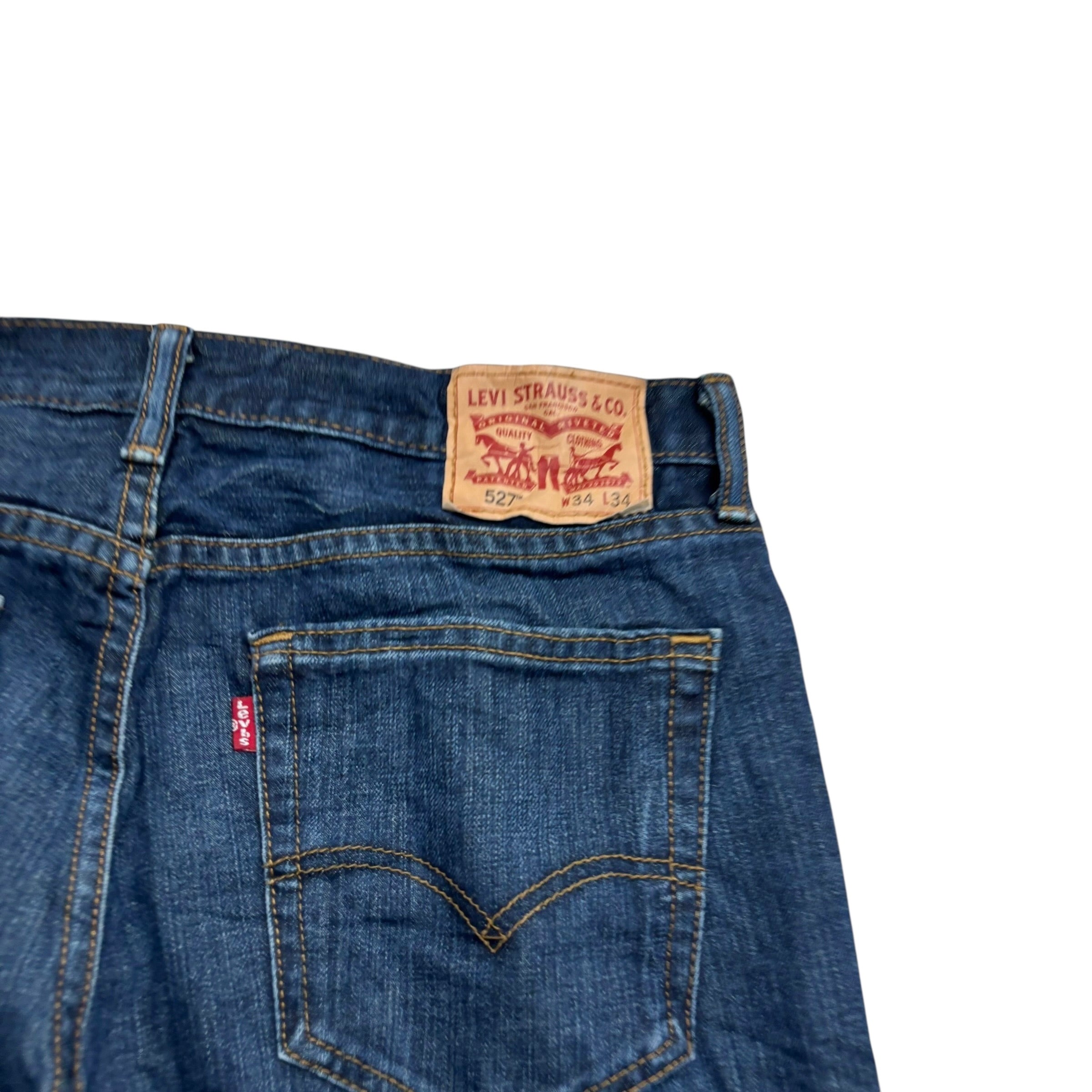 Levis 527 Jeans W34 L34 Mens Dark Blue Slim Bootcut Fit Denim (E)