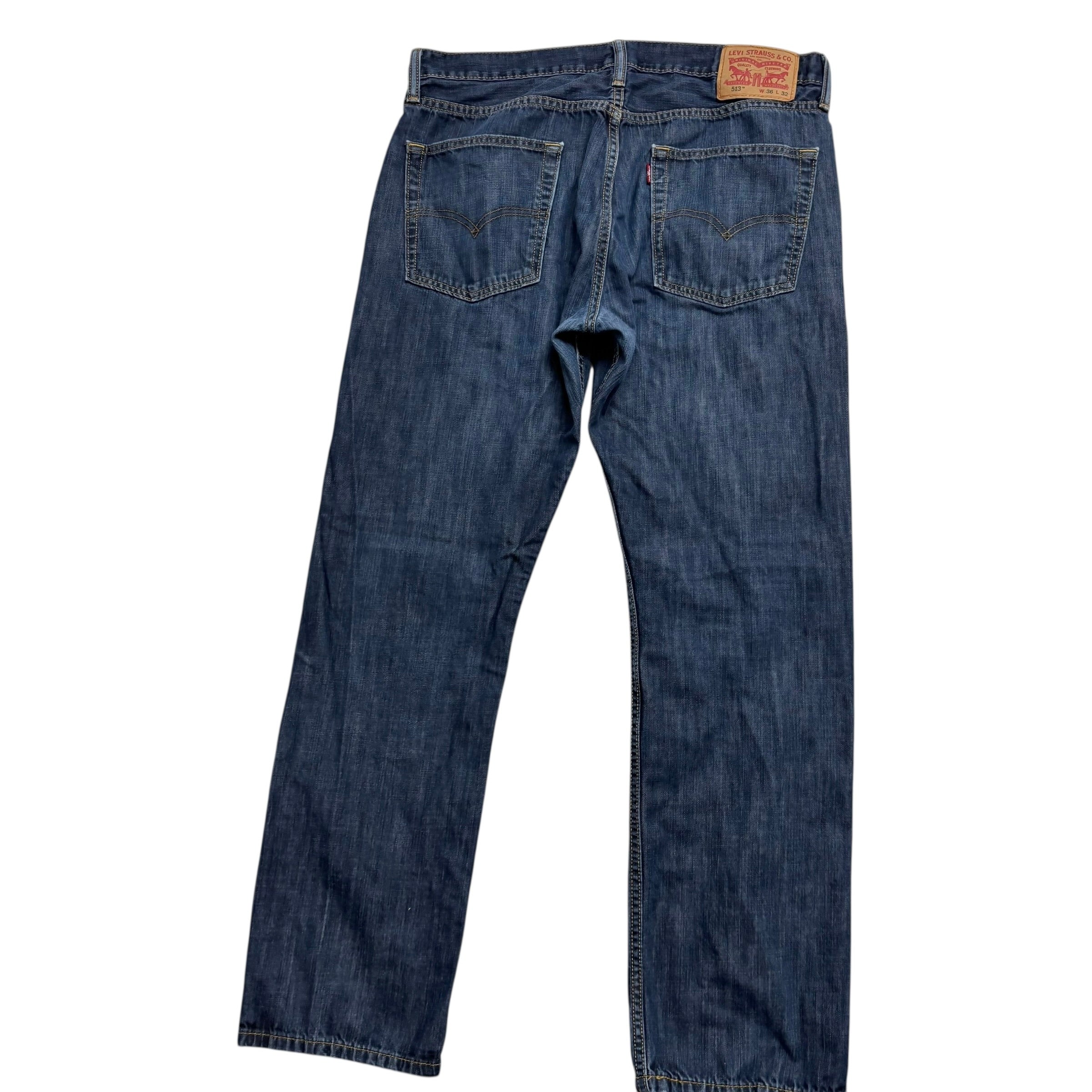 Levis 513 Jeans W34 L30 Mens Dark Blue Slim Straight Fit Denim