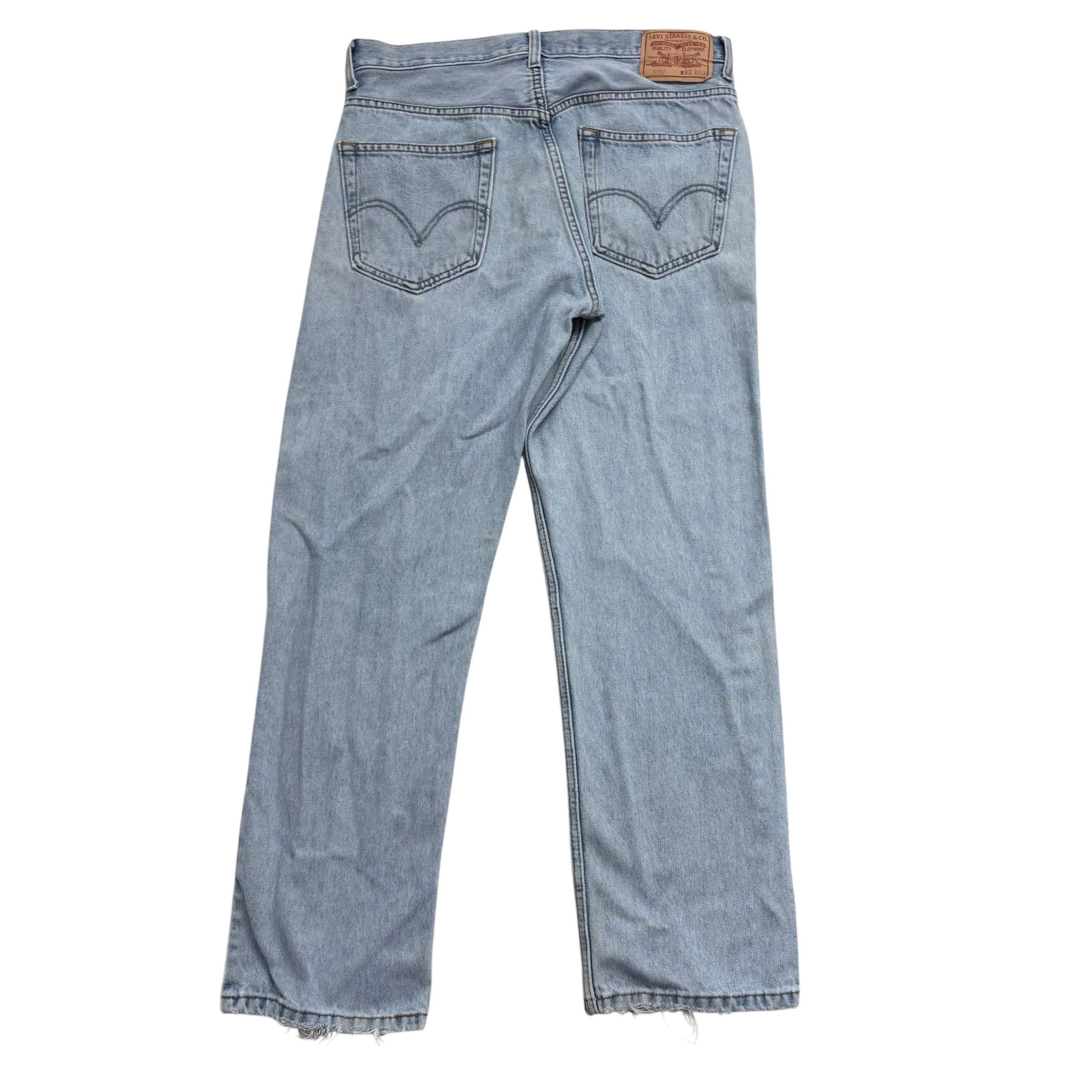 Levis 505 Jeans W33 L30 Mens Light Blue Regular Straight Fit Vintage Denim (F)