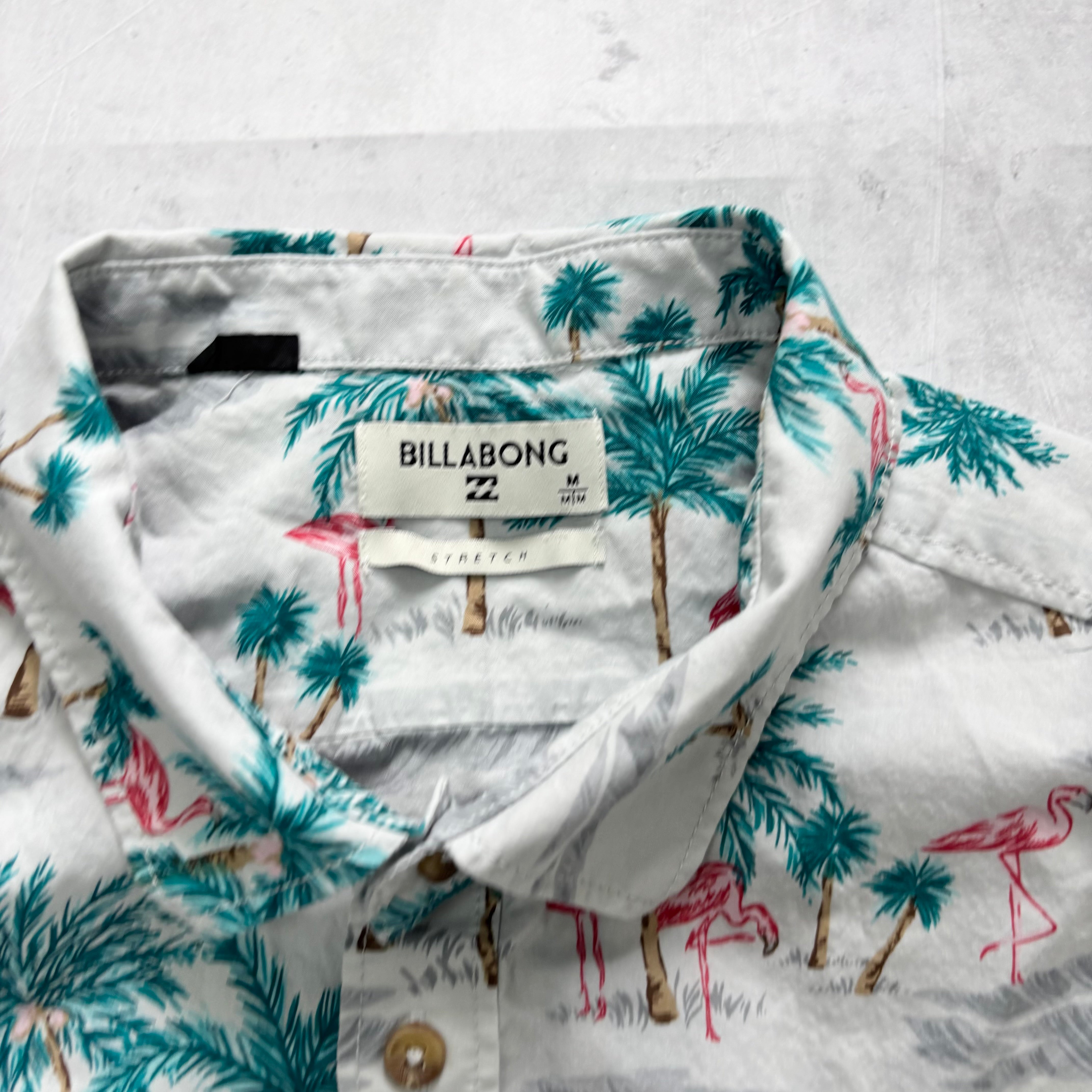 Billabong Hawaiian Shirt Mens Medium Blue Floral Aloha Short Sleeve Cotton (E)