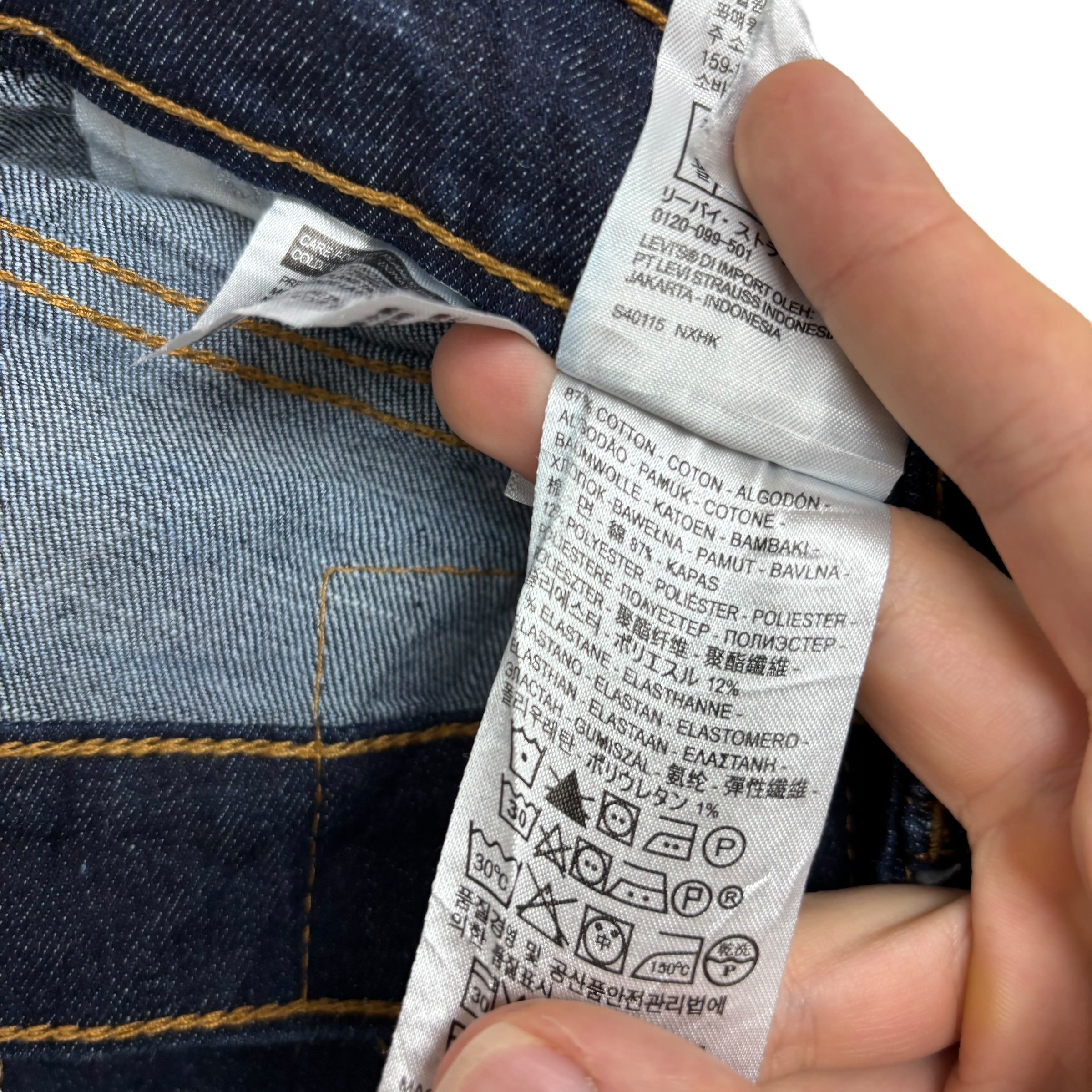 Levis 514 Jeans W36 L32 Mens Dark Blue Regular Straight Fit Stretch Denim (E)