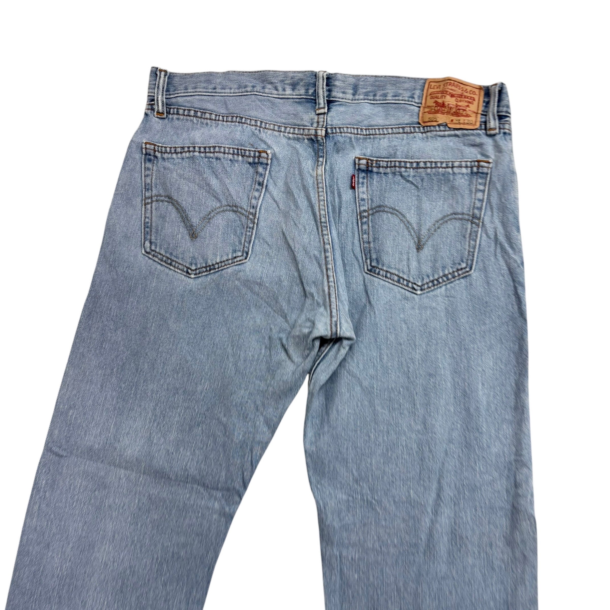 Levis 505 Jeans W36 L30 Mens Light Blue Regular Straight Fit Vintage Denim (E)