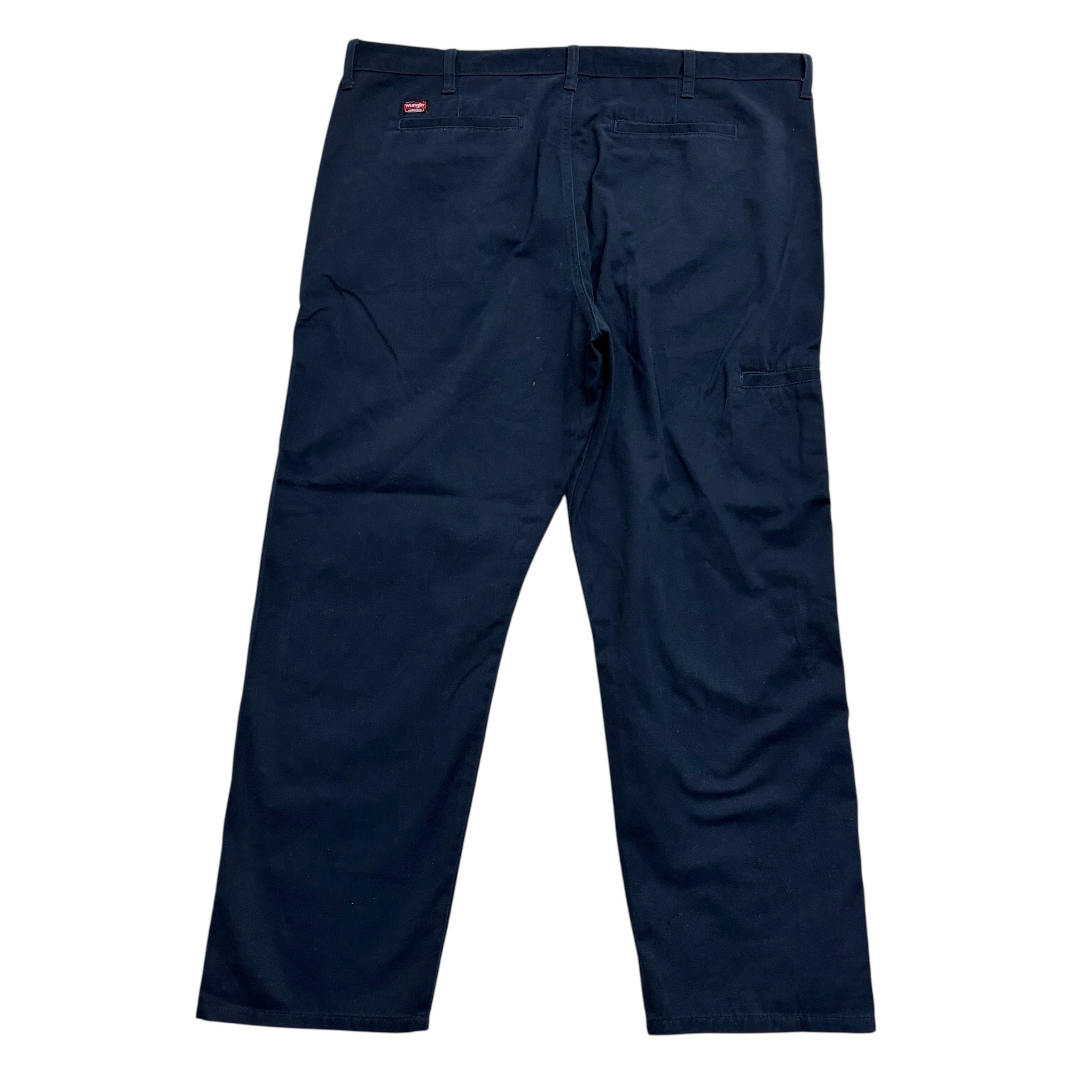 Wrangler Trousers W42 L30 Mens Navy Blue Relaxed Straight Fit Pants (E)