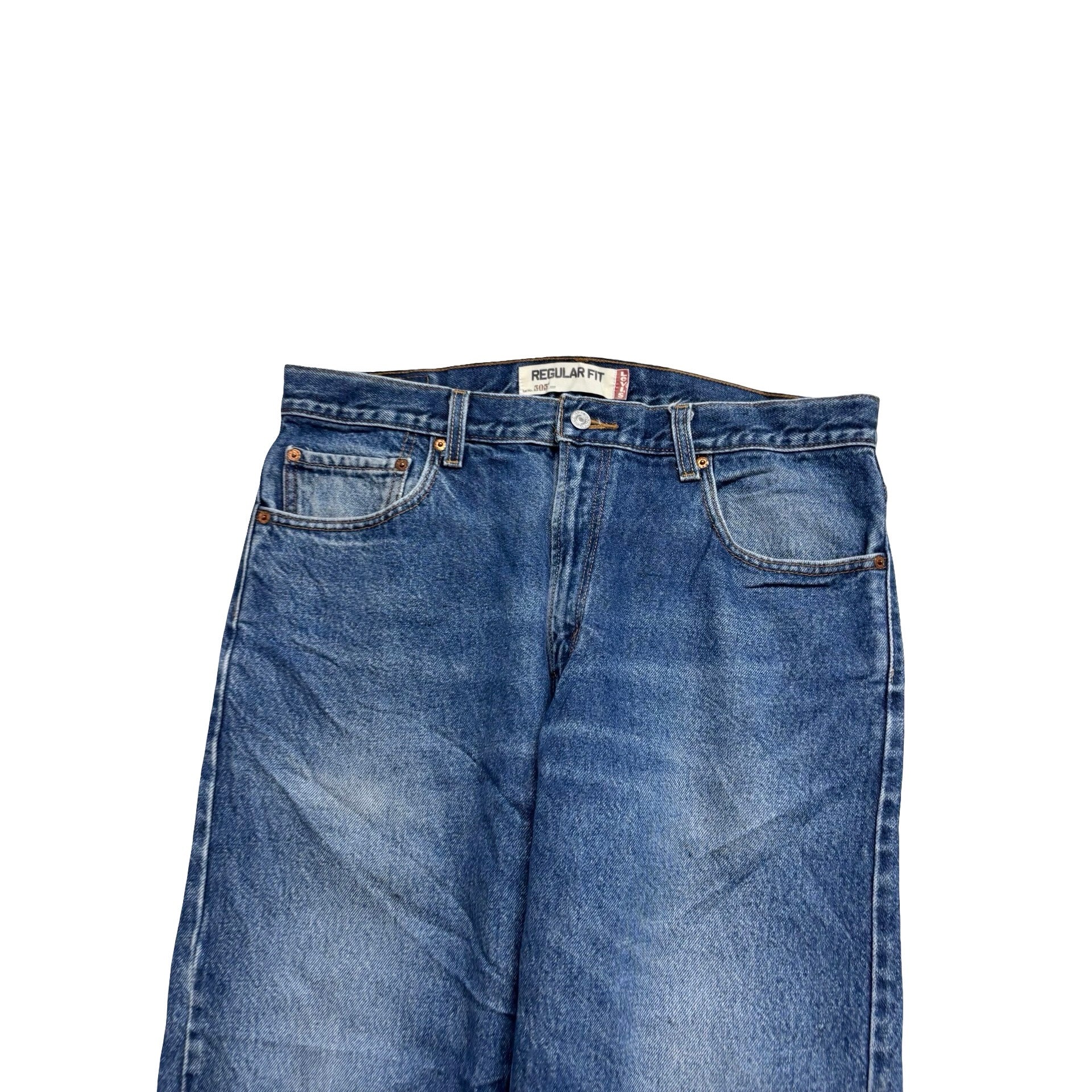 Levis 505 Jeans W36 L30 Mens Mid Blue Regular Straight Fit Vintage Denim