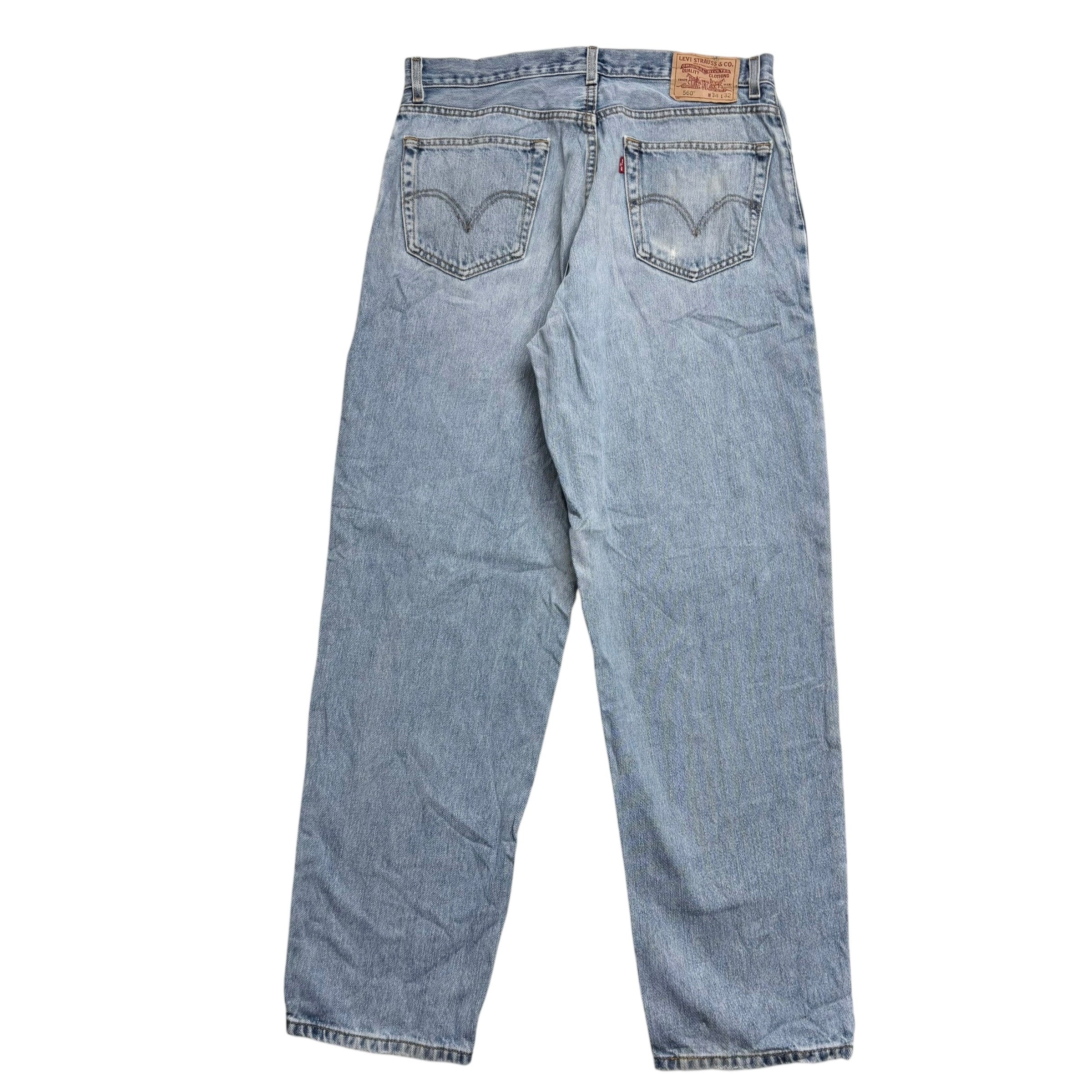 Levis 560 Jeans W34 L32 Mens Light Blue Baggy Relaxed Comfort Fit Vintage Denim