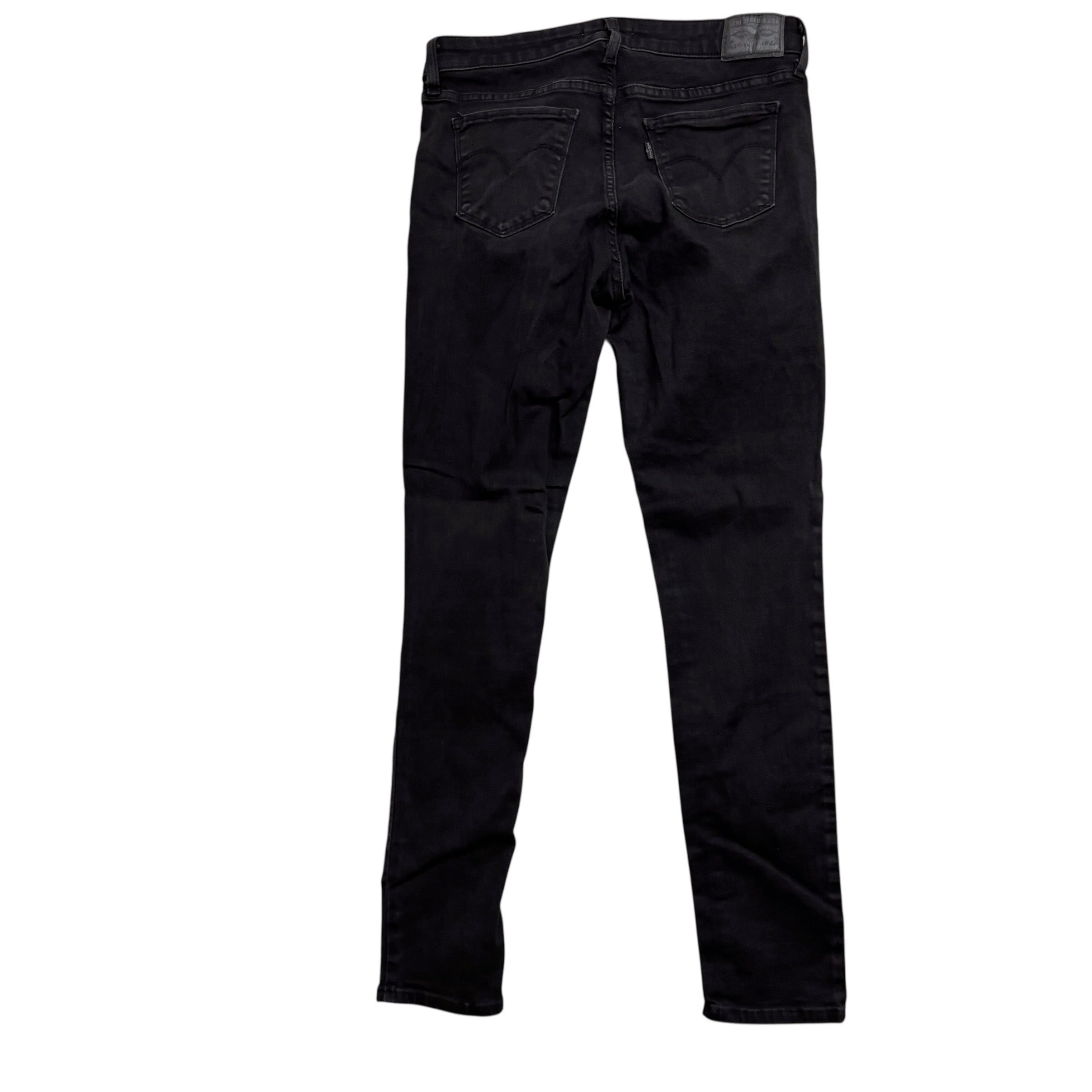 Levis 711 Jeans W30 L28 Womens Skinny Black Stretch Denim (E)