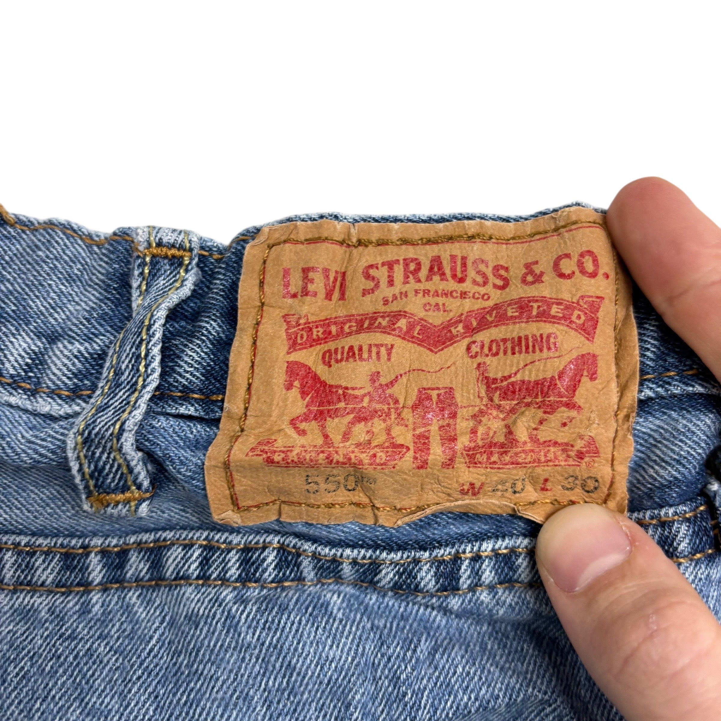 Levis 550 Jeans W38 L30 Mens Light Blue Baggy Relaxed Straight Fit Denim (E)