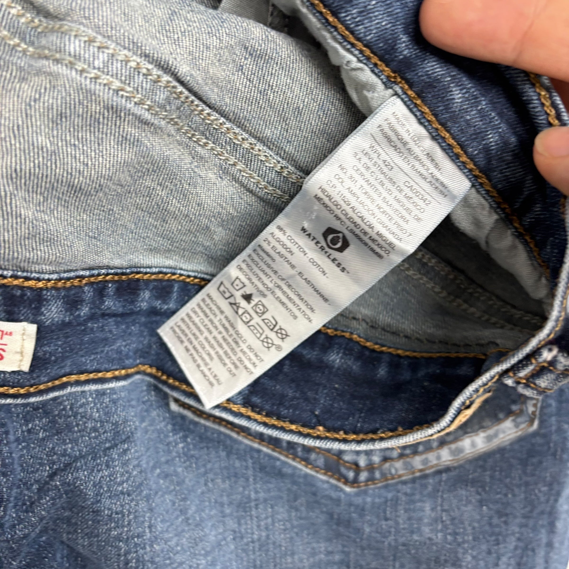 Levis Signature Jeans W32 L32 Mens Mid Blue Slim Straight Fit Stretch Denim (E)