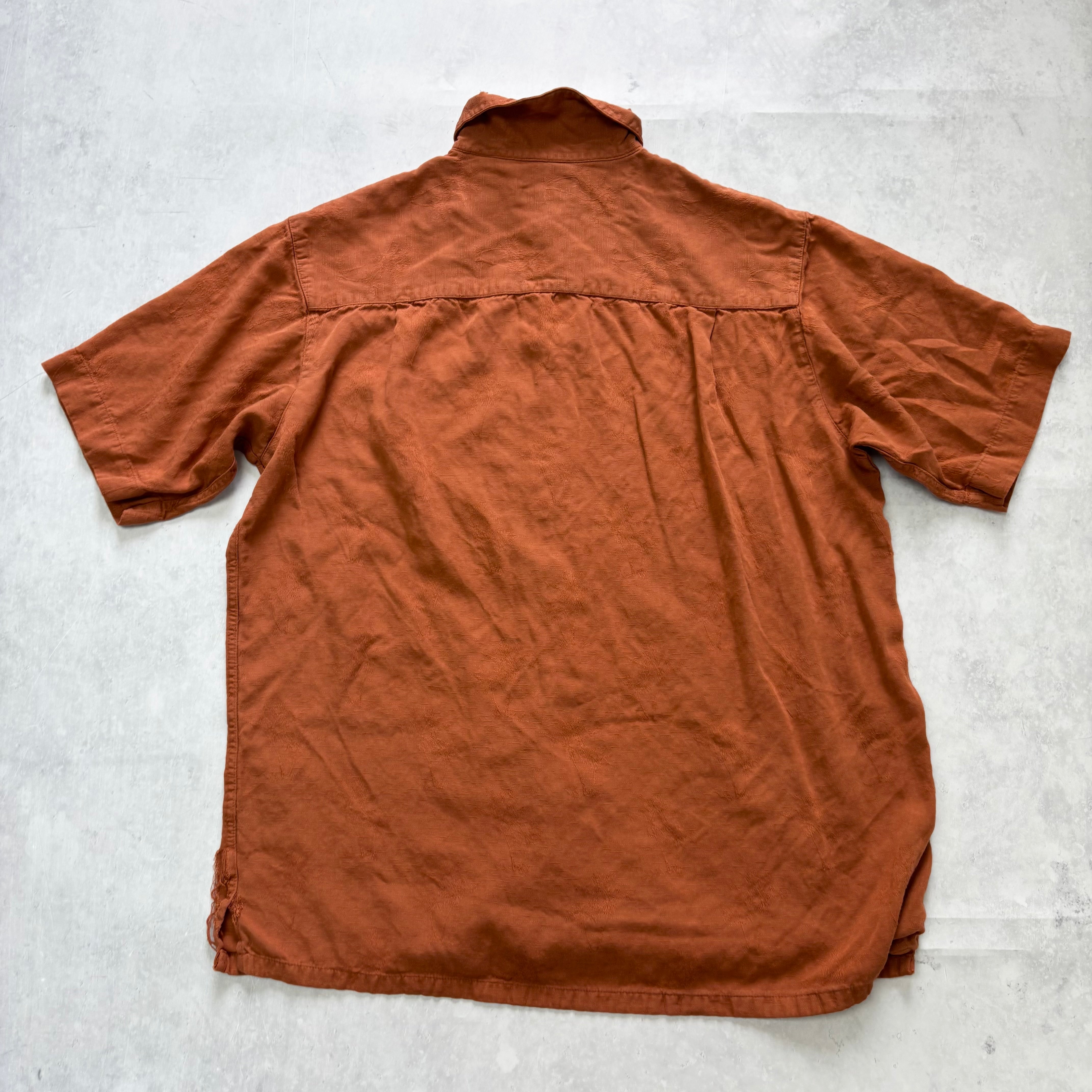 Vintage Shirt Mens Small Orange Short Sleeve Rayon