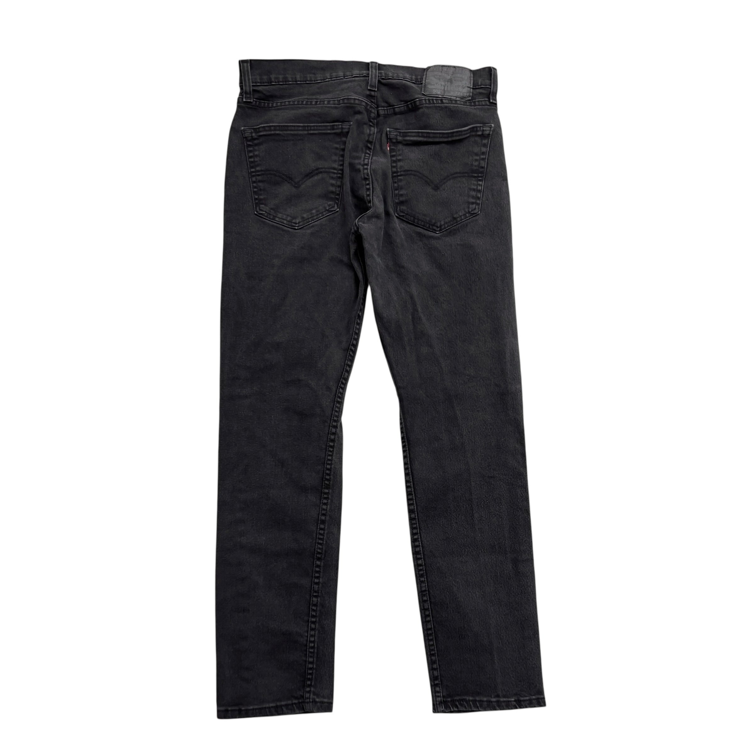 Levis 502 Jeans W32 L29 Mens Black Regular Tapered Fit Stretch Denim