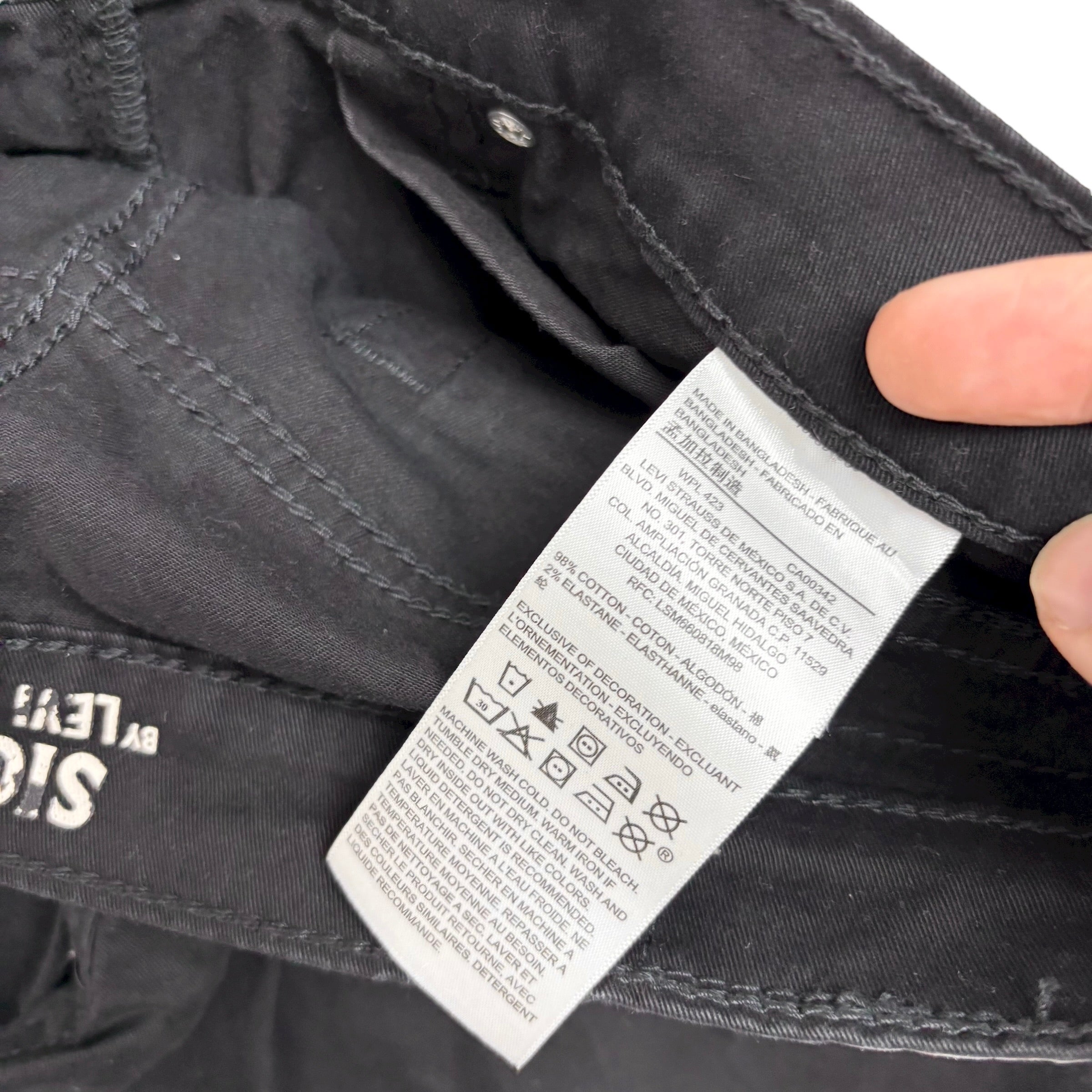 Levis Signature Trousers W34 L29 Mens Black Athletic Fit Stretch Pants (E)