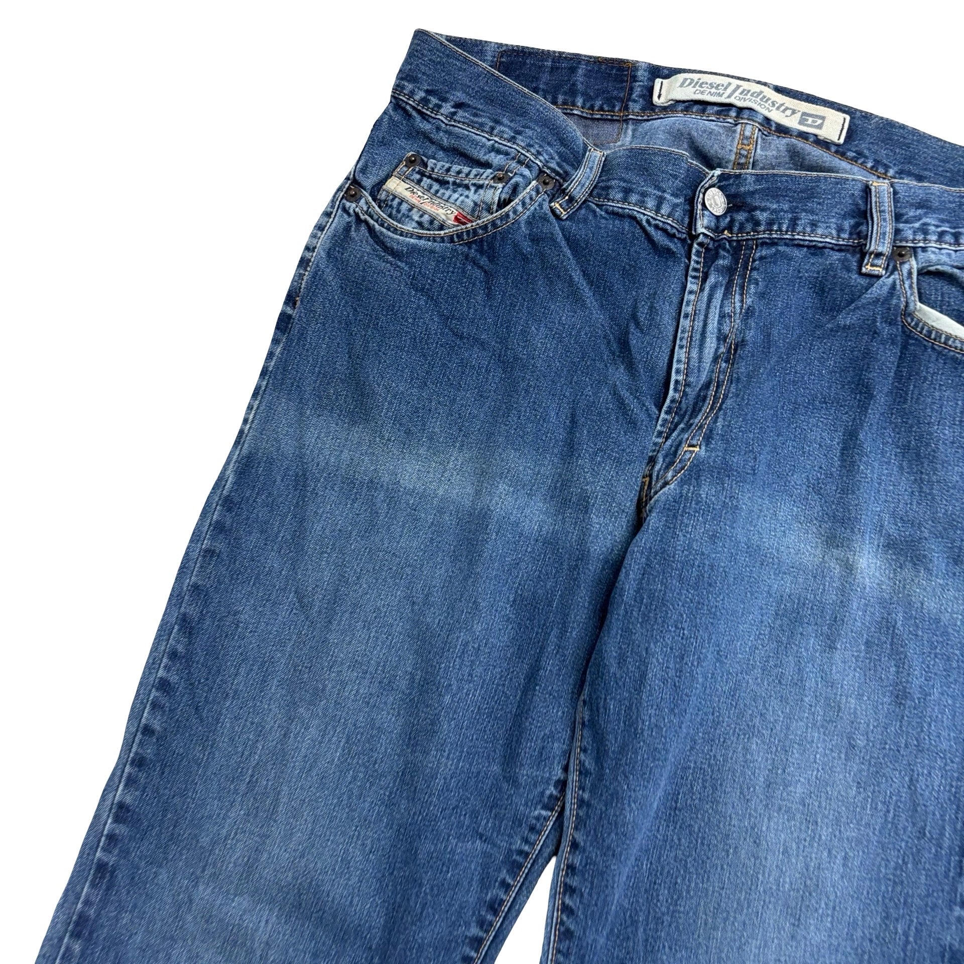 Diesel Fanker Jeans W34 L32 Womens Mid Blue Regular Bootcut Fit Denim