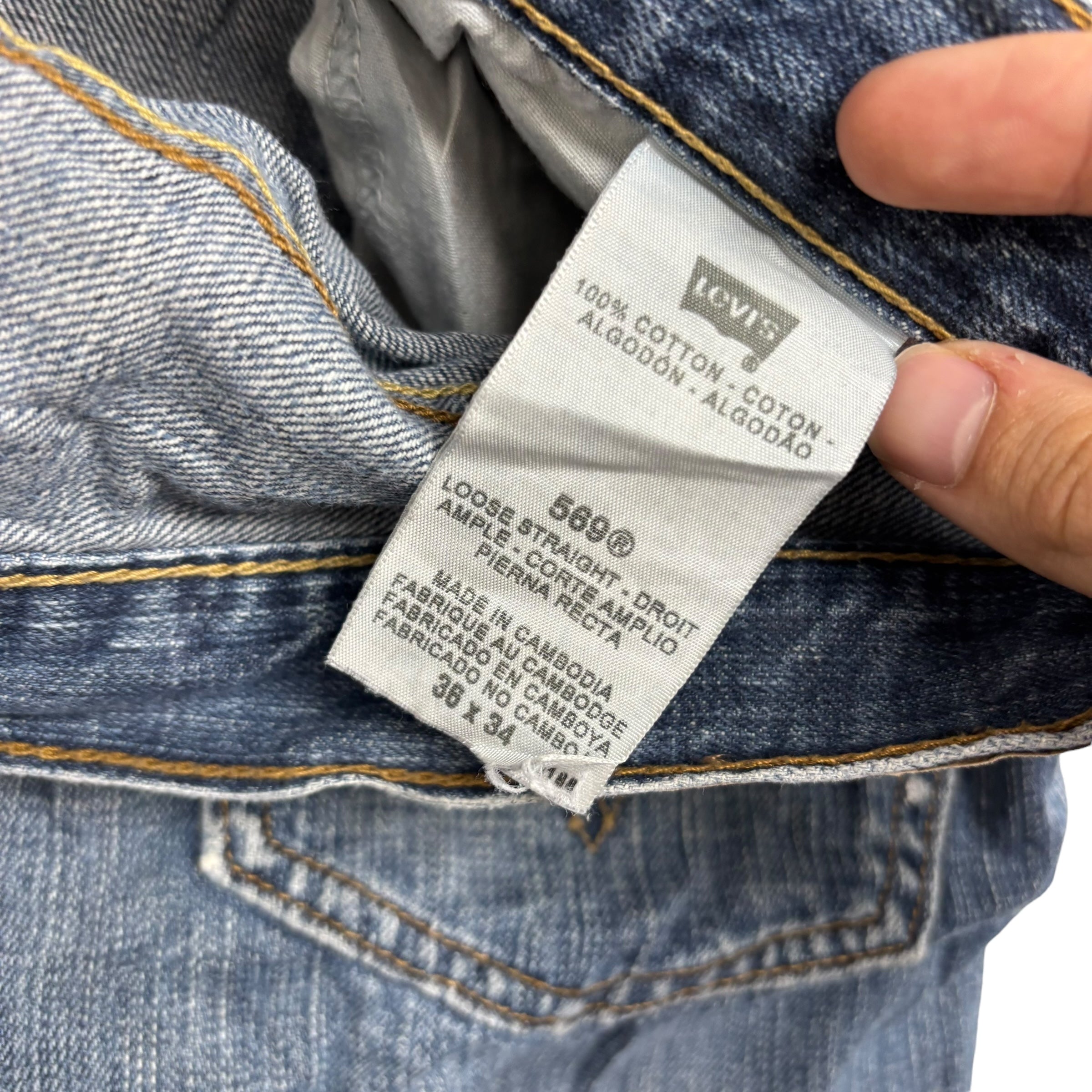 Levis 569 Jeans W36 L34 Mens Mid Blue Baggy Relaxed Straight Vintage Denim (E)