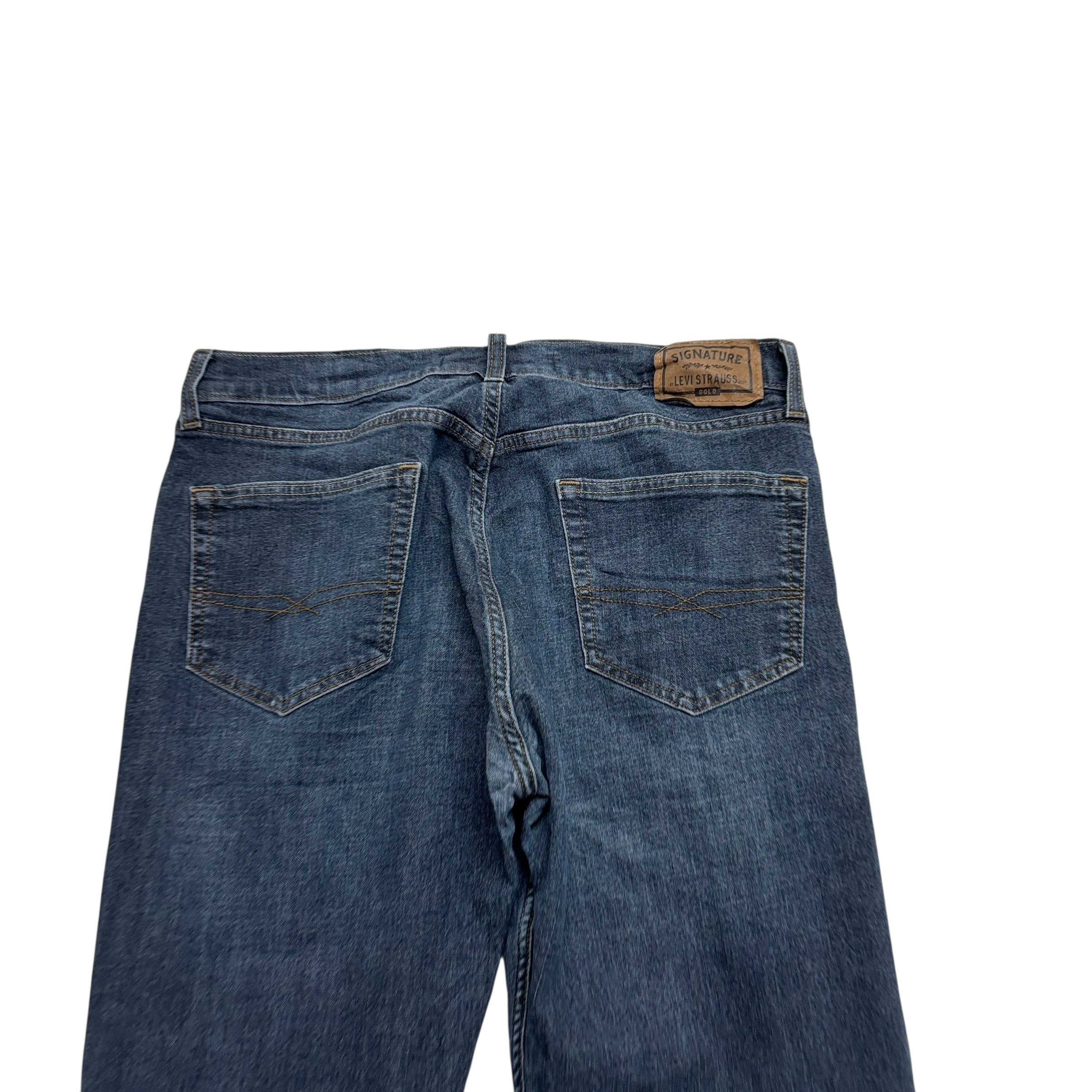 Levis Signature Jeans W34 L33 Mens Dark Blue Regular Straight Stretch Denim (E)
