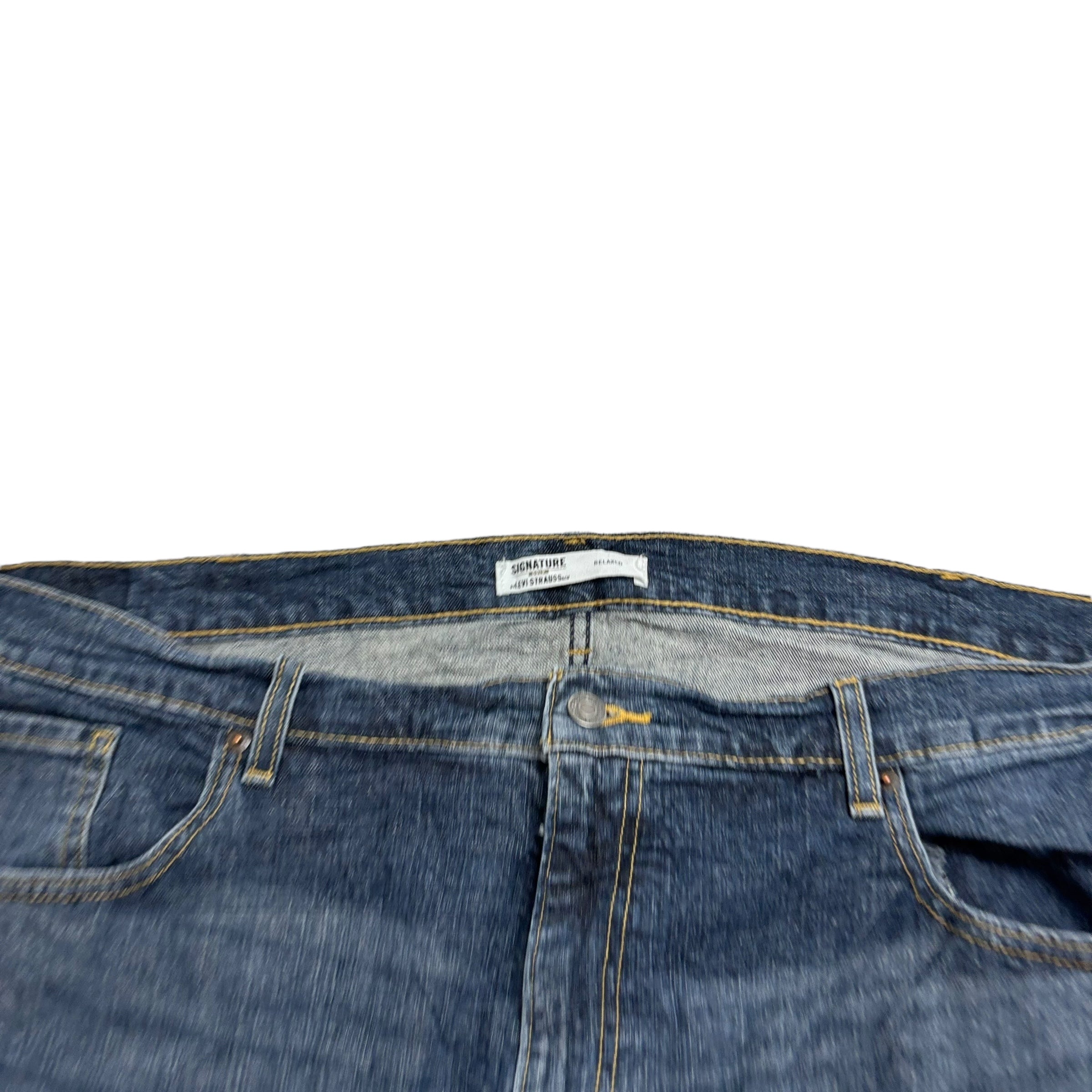Levis Signature Jeans W44 L30 Mens Dark Blue Relaxed Straight Stretch Denim (E)