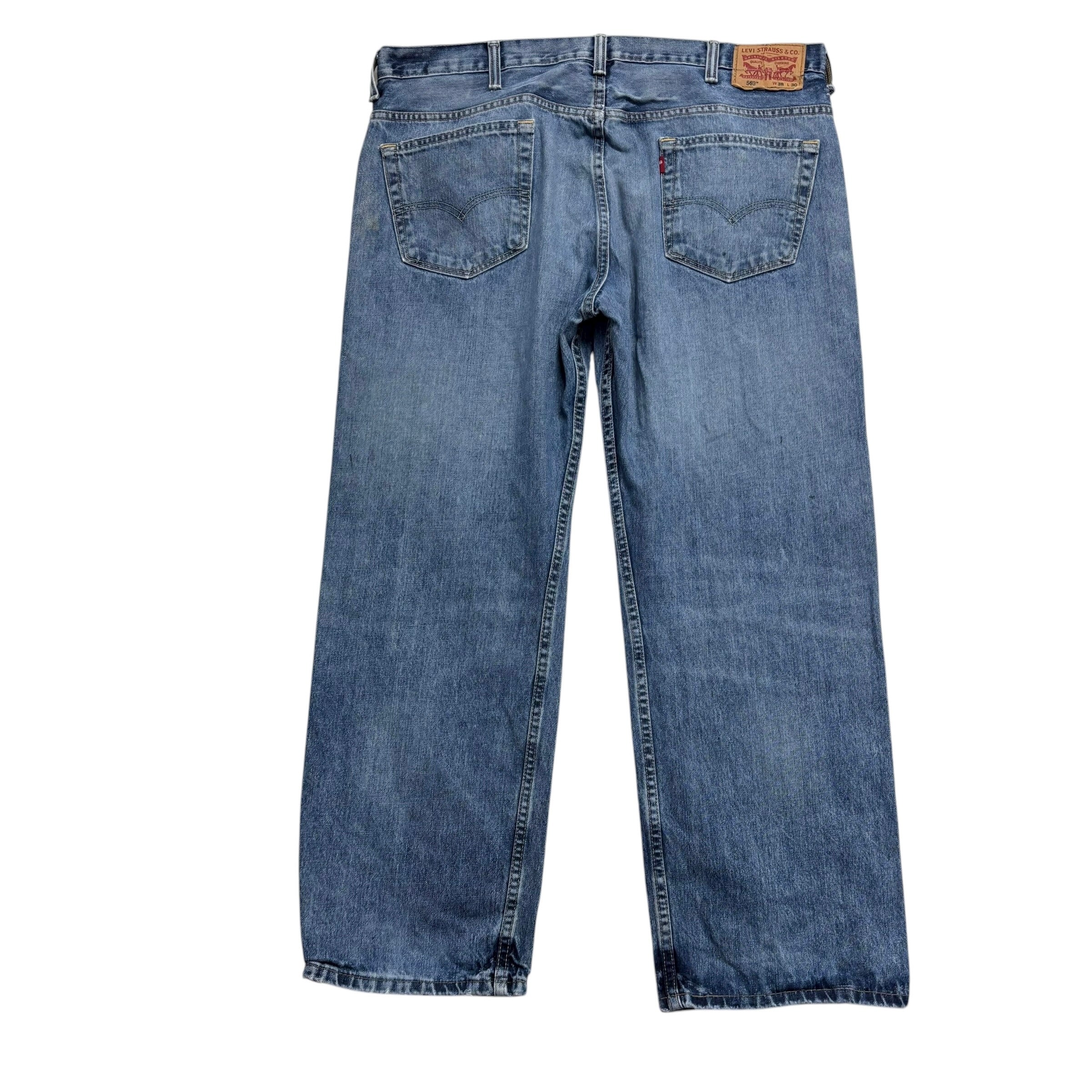 Levis 569 Jeans W38 L29 Mens Mid Blue Baggy Relaxed Straight Fit Denim
