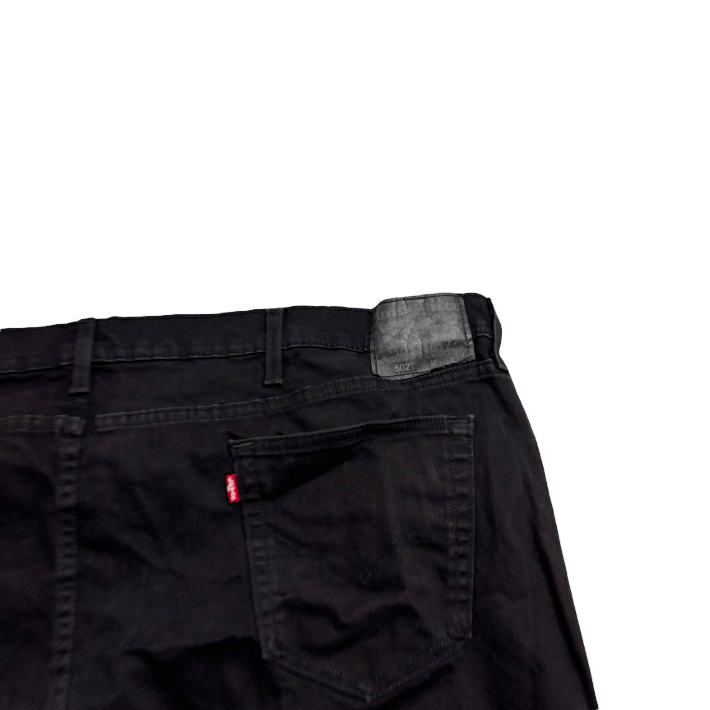 Levis 502 Jeans W52 L27 Mens Black Regular Tapered Fit Stretch Denim (E)