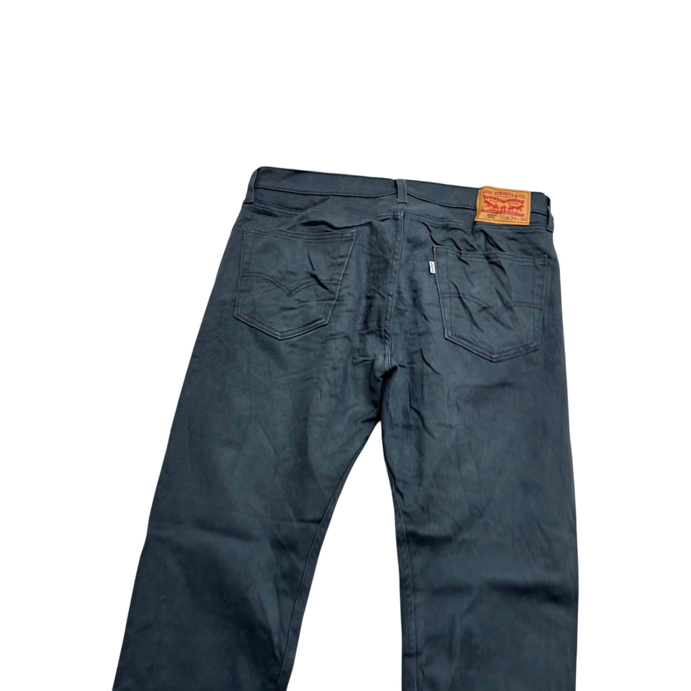 Levis 502 Trousers W34 L32 Mens Grey Regular Tapered Fit Cotton Pants (E)