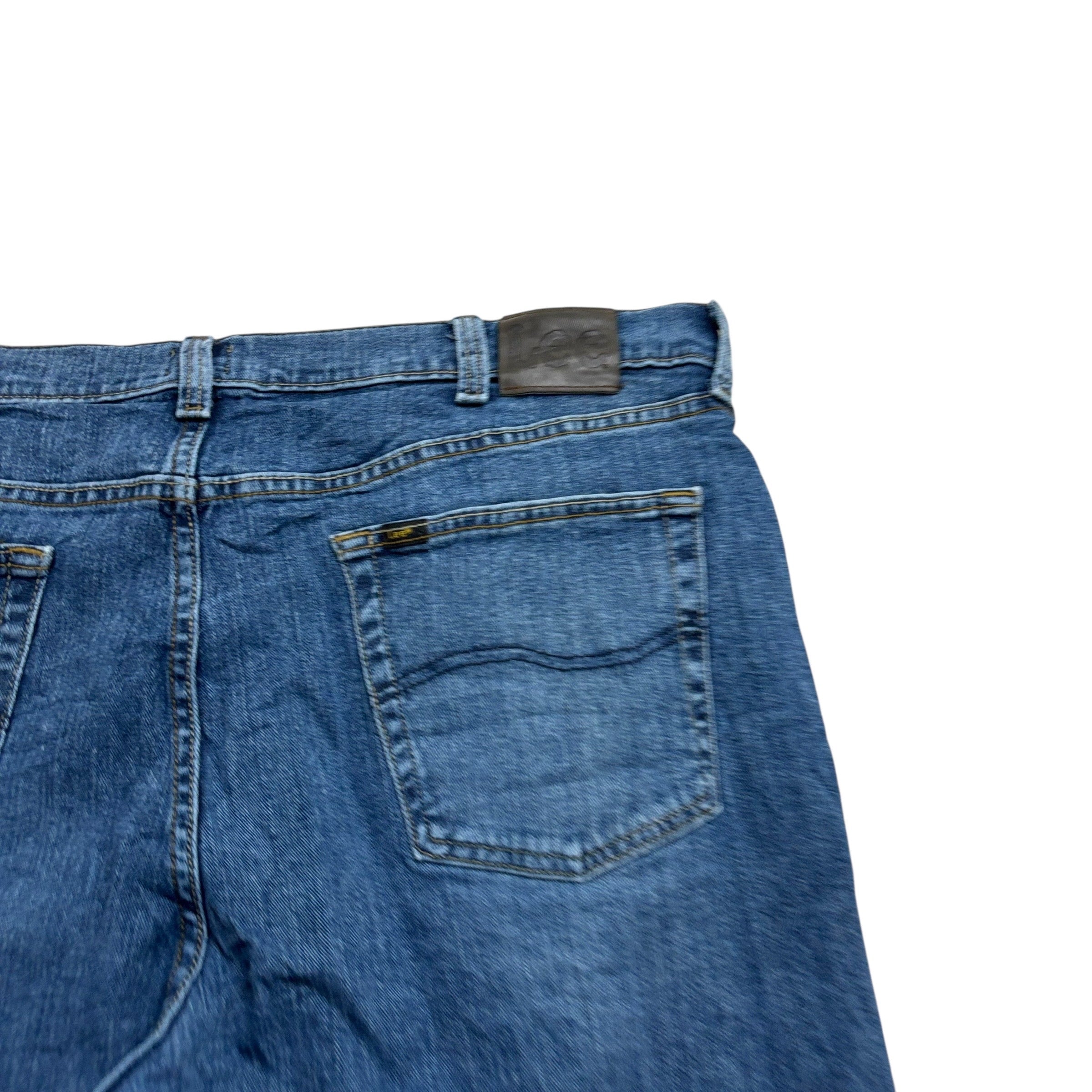 Lee Jeans W44 L30 Mens Mid Blue Regular Straight Fit Stretch Denim