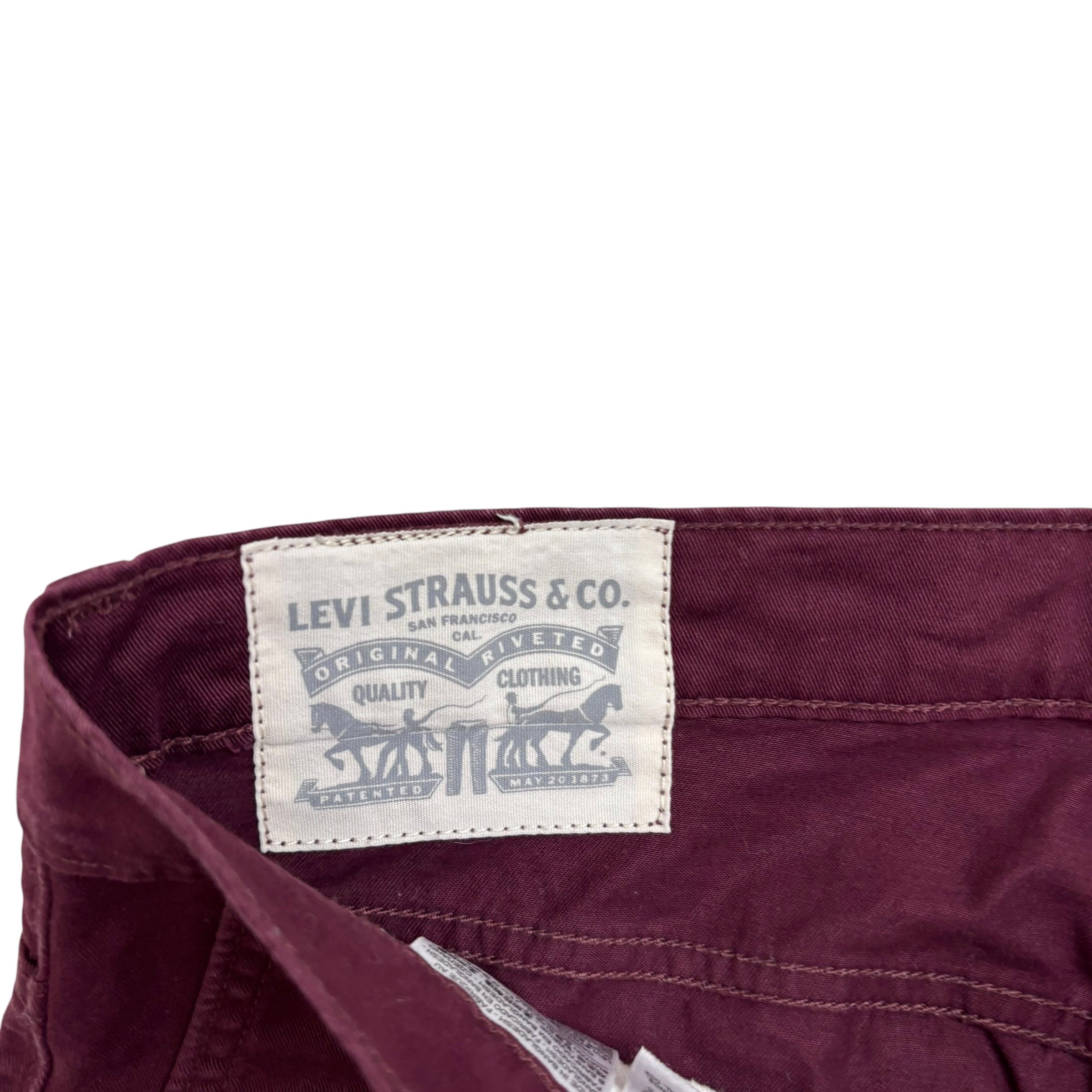 Levis Trousers W32 L34 Mens Burgundy Regular Taper Fit Chino Stretch (E)