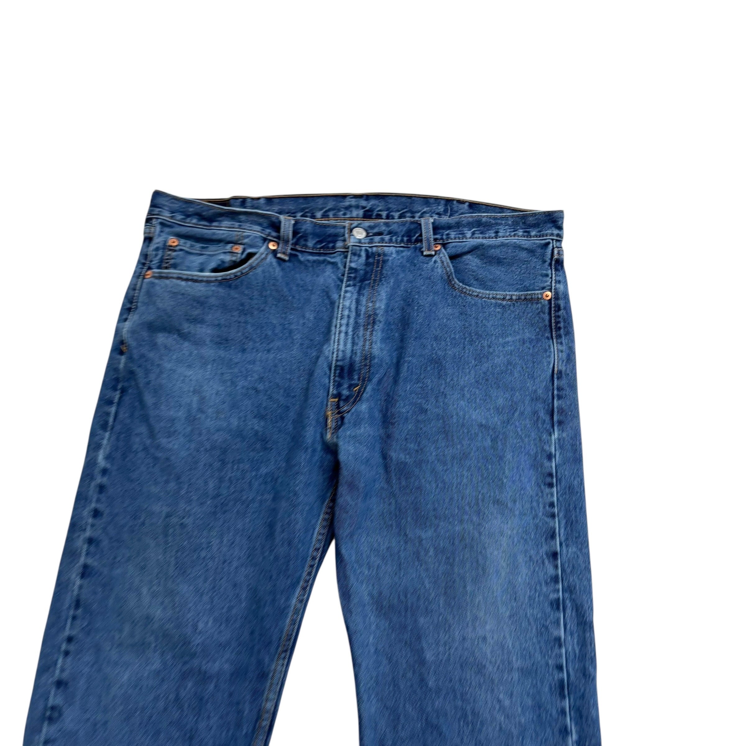 Levis 505 Jeans W40 L30 Mens Mid Blue Regular Straight Fit Denim (E)