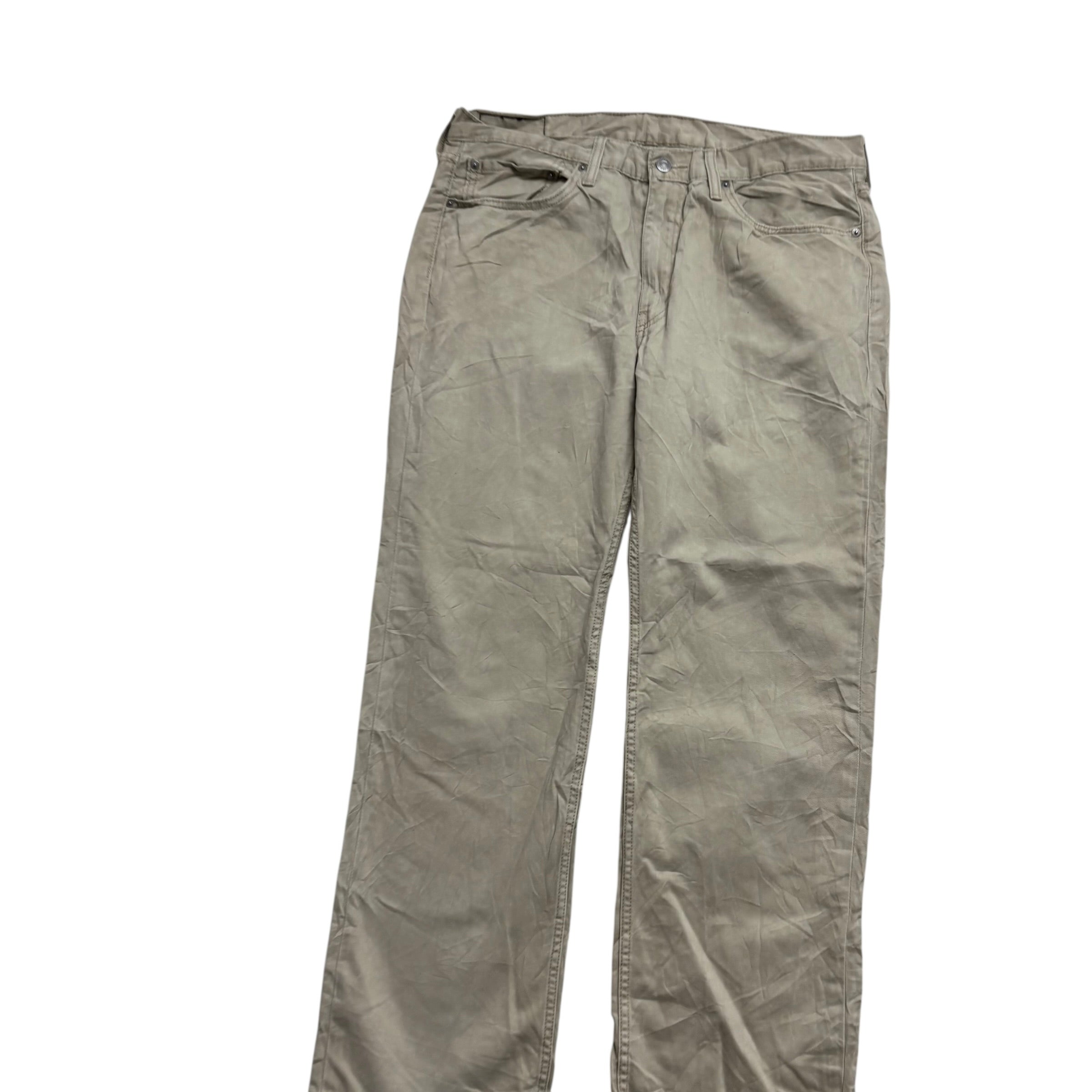 Levis 514 Trousers W36 L30 Mens Cream Regular Straight Fit Cotton Pants (E)