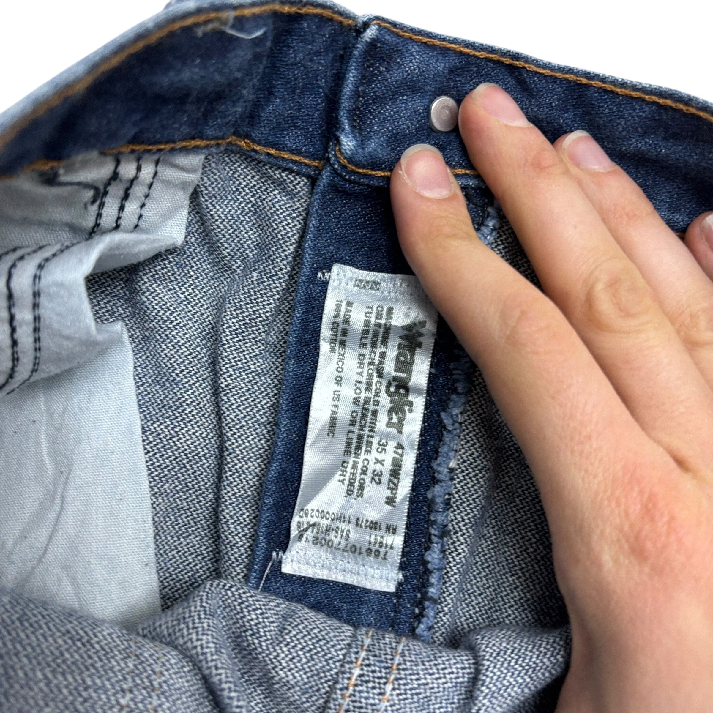 Wrangler Jeans Cowboy Cut W35 L32 Mens Mid Blue 47MWZ Original Fit Denim (E)