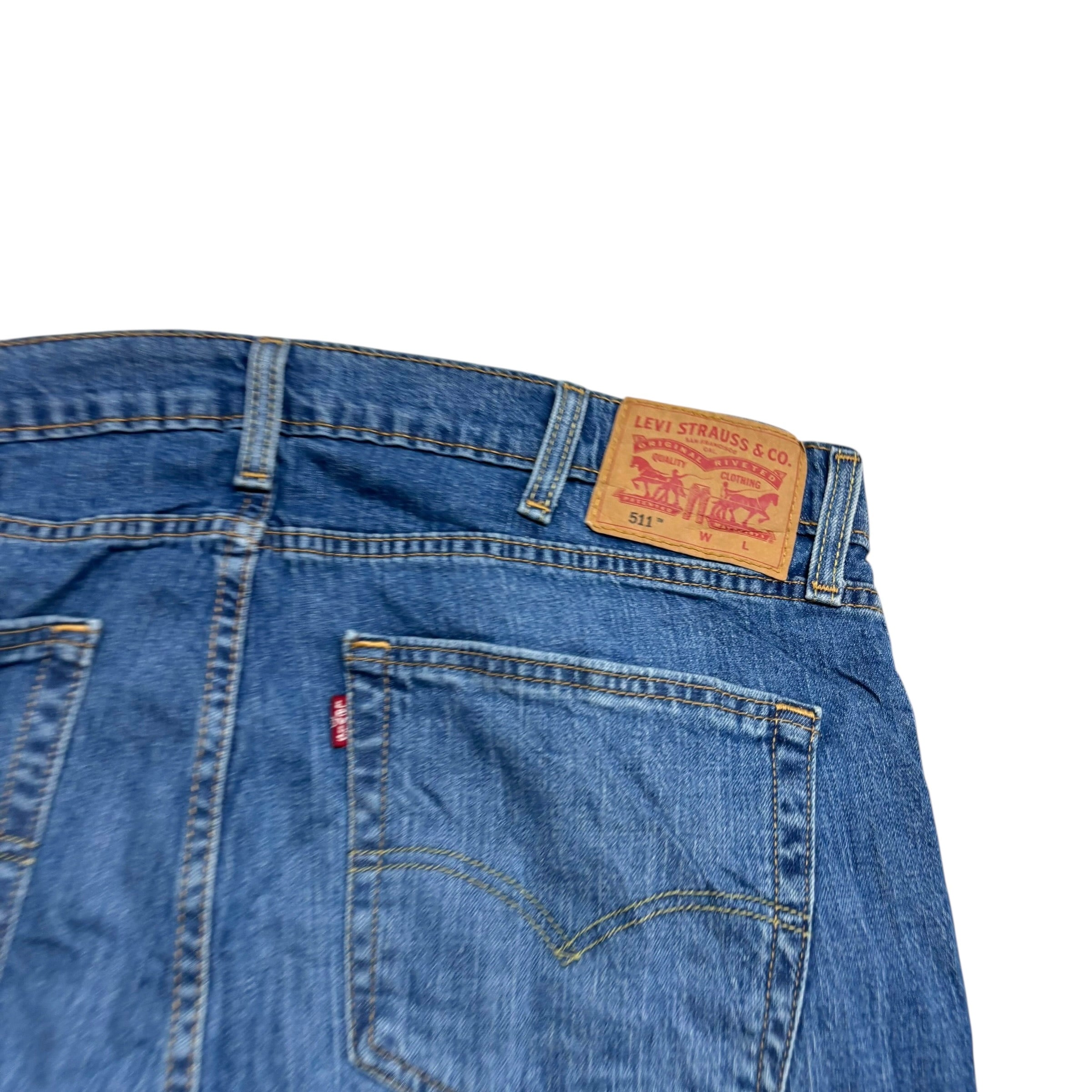 Levis 511 Jeans W38 L36 Mens Mid Blue Slim Fit Stretch Denim (E)