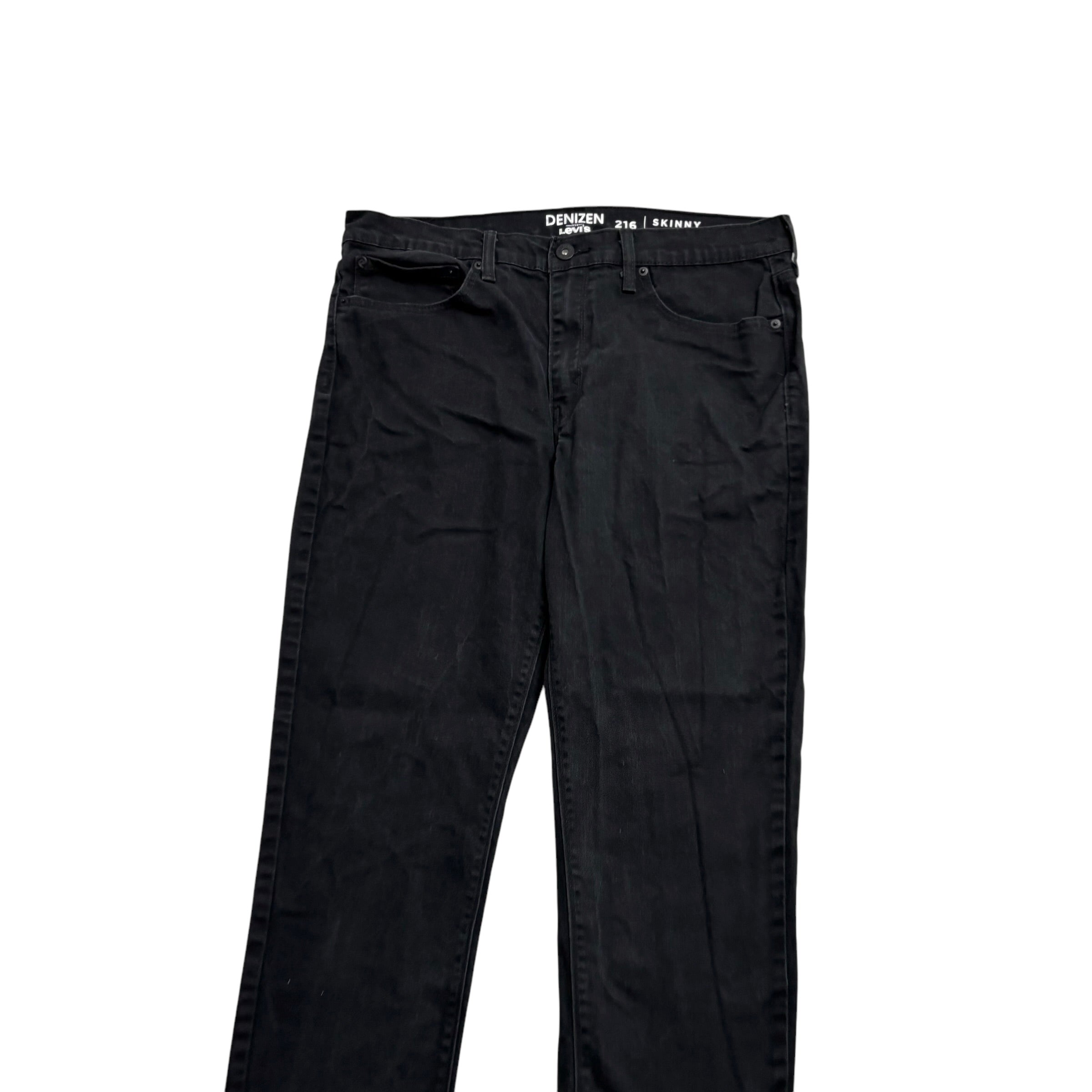Levis 216 Denizen Jeans W36 L32 Mens Black Skinny Fit Stretch Denim (E)