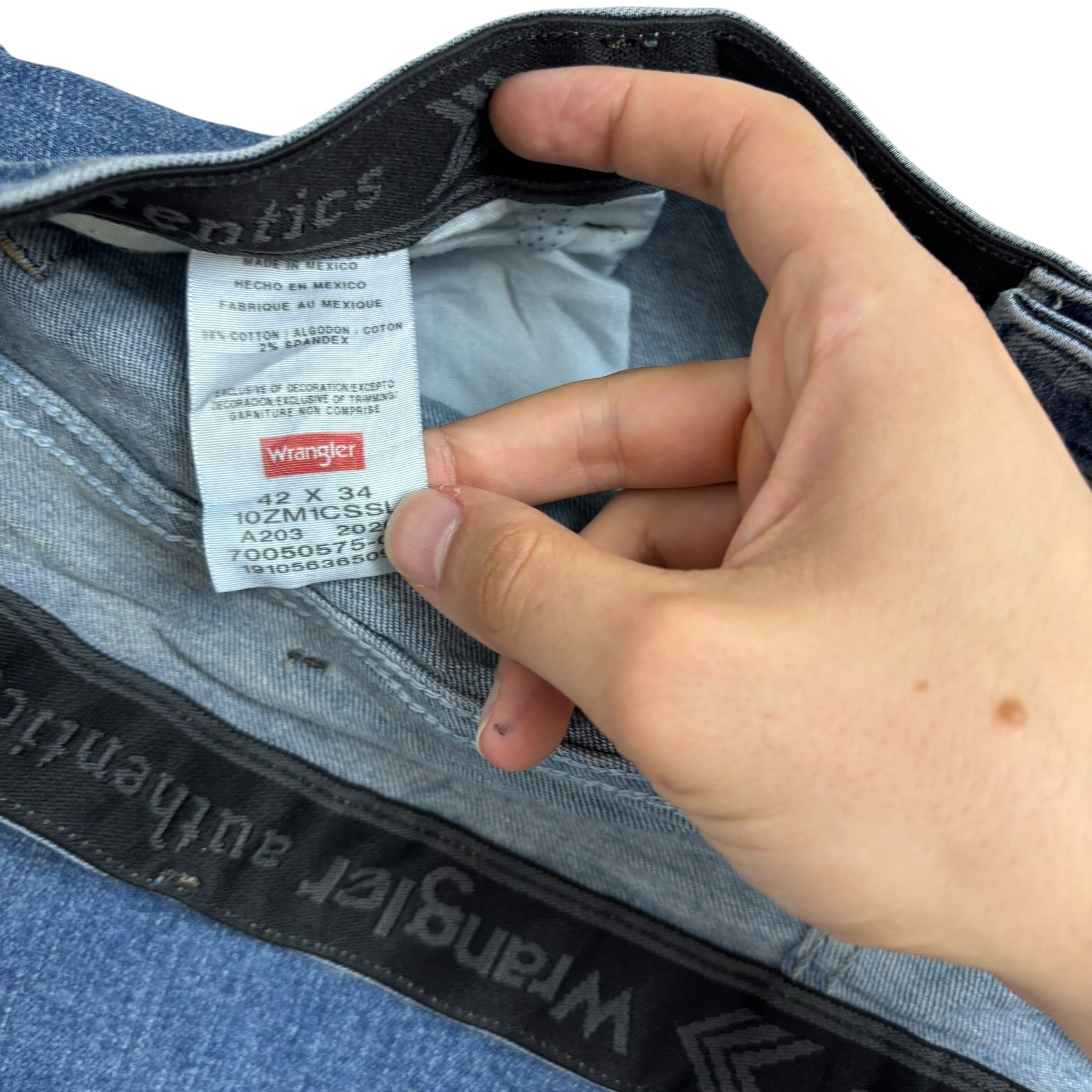Wrangler Jeans W42 L34 Mens Mid Blue Regular Straight Fit Stretch Denim (E)