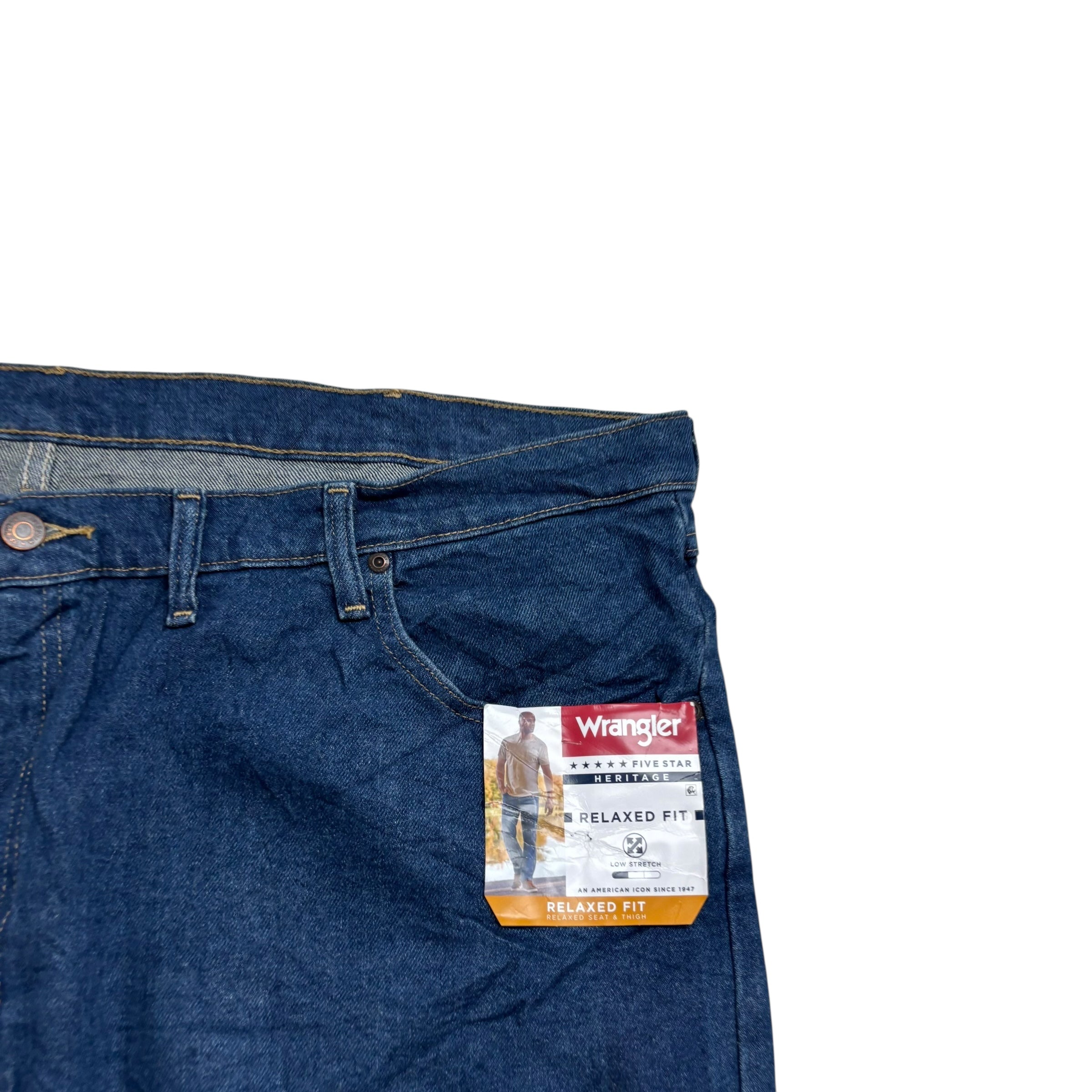 Wrangler Jeans W46 L30 Mens Dark Blue Relaxed Straight Fit Stretch Denim (E)