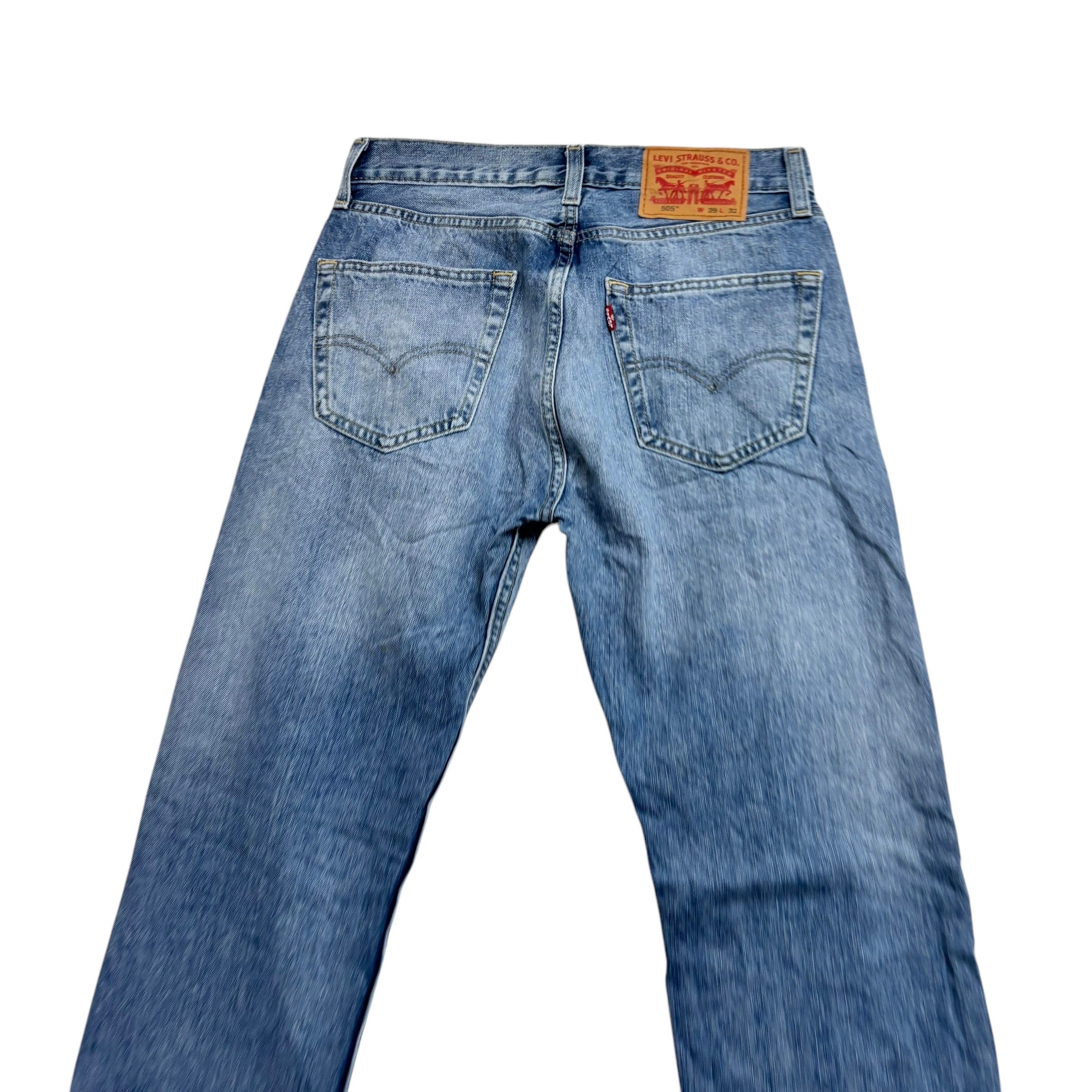 Levis 505 Jeans W28 L31 Mens Light Blue Regular Straight Fit Denim (E)