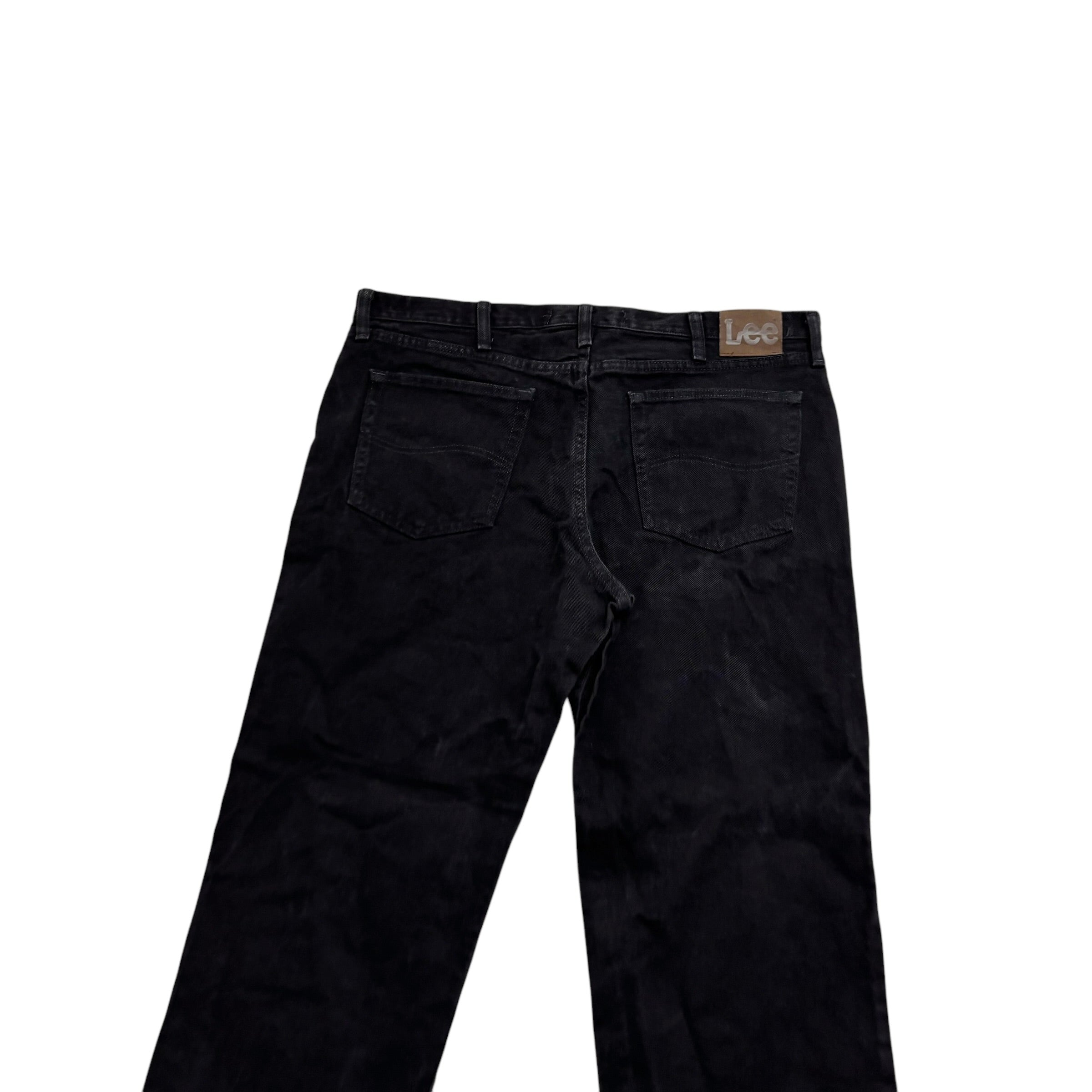 Lee Jeans W38 L29 Mens Black Regular Straight Fit Vintage Denim (E)