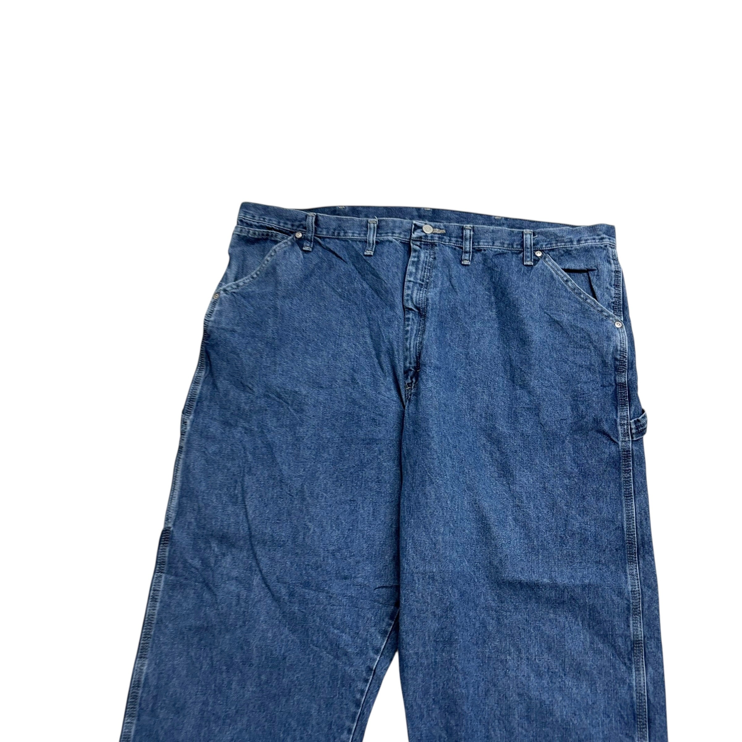 Wrangler Carpenter Jeans W46 L30 Mens Mid Blue Relaxed Straight Fit Denim (E)