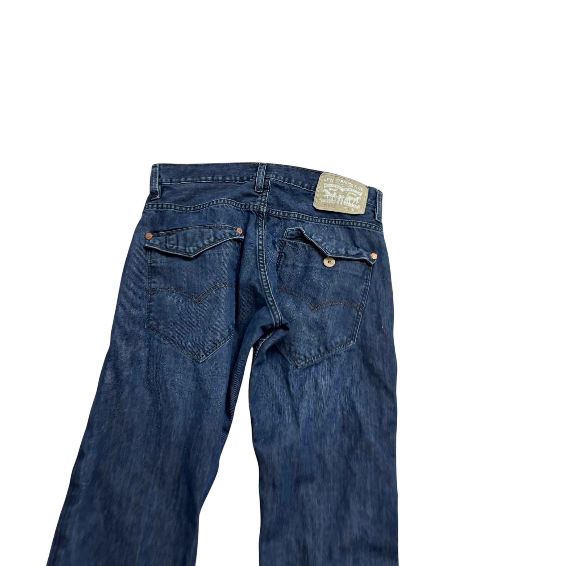 Levis 514 Jeans W32 L34 Mens Dark Blue Regular Straight Fit Denim (E)