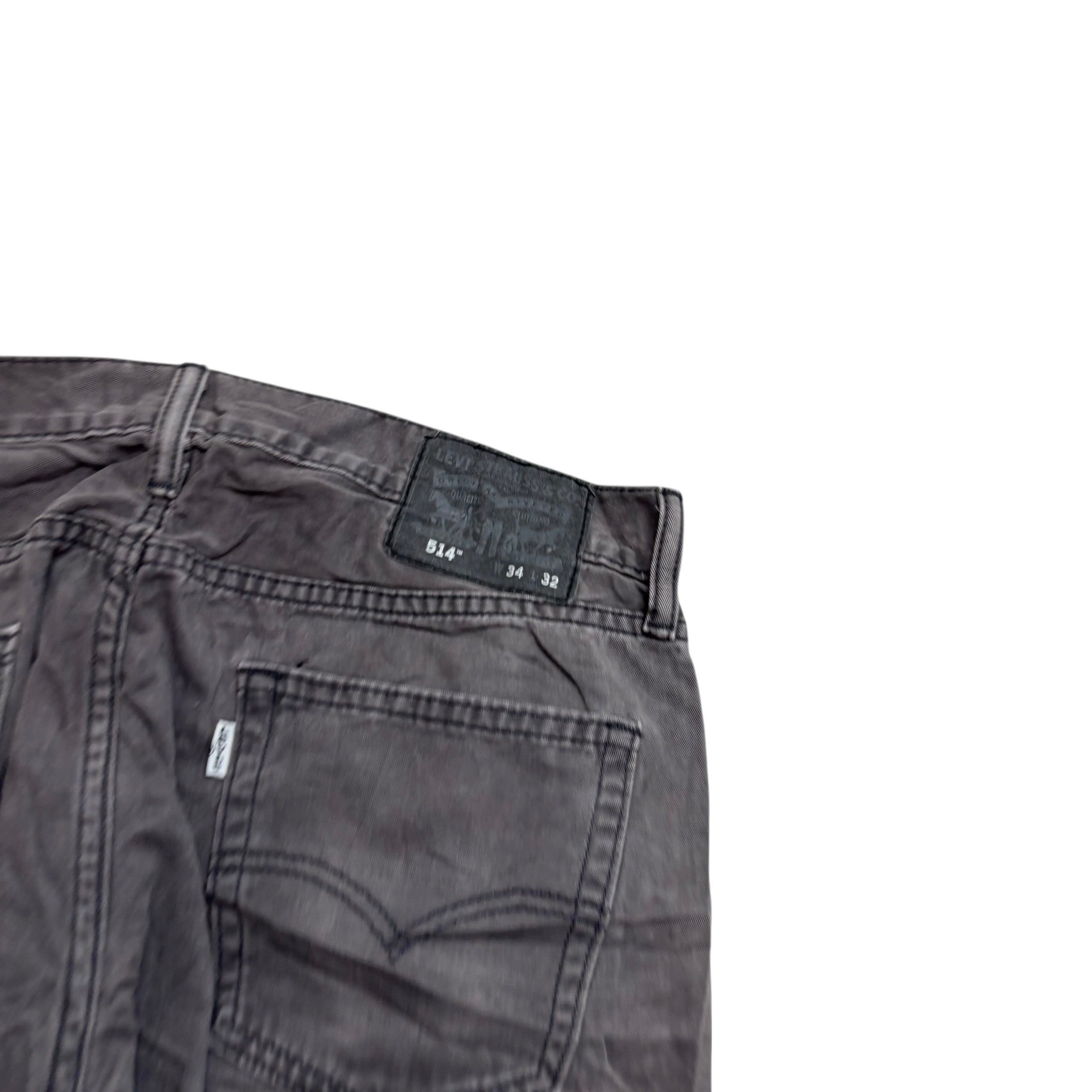 Levis 514 Trousers W34 L32 Mens Grey Regular Straight Fit Cotton Pants