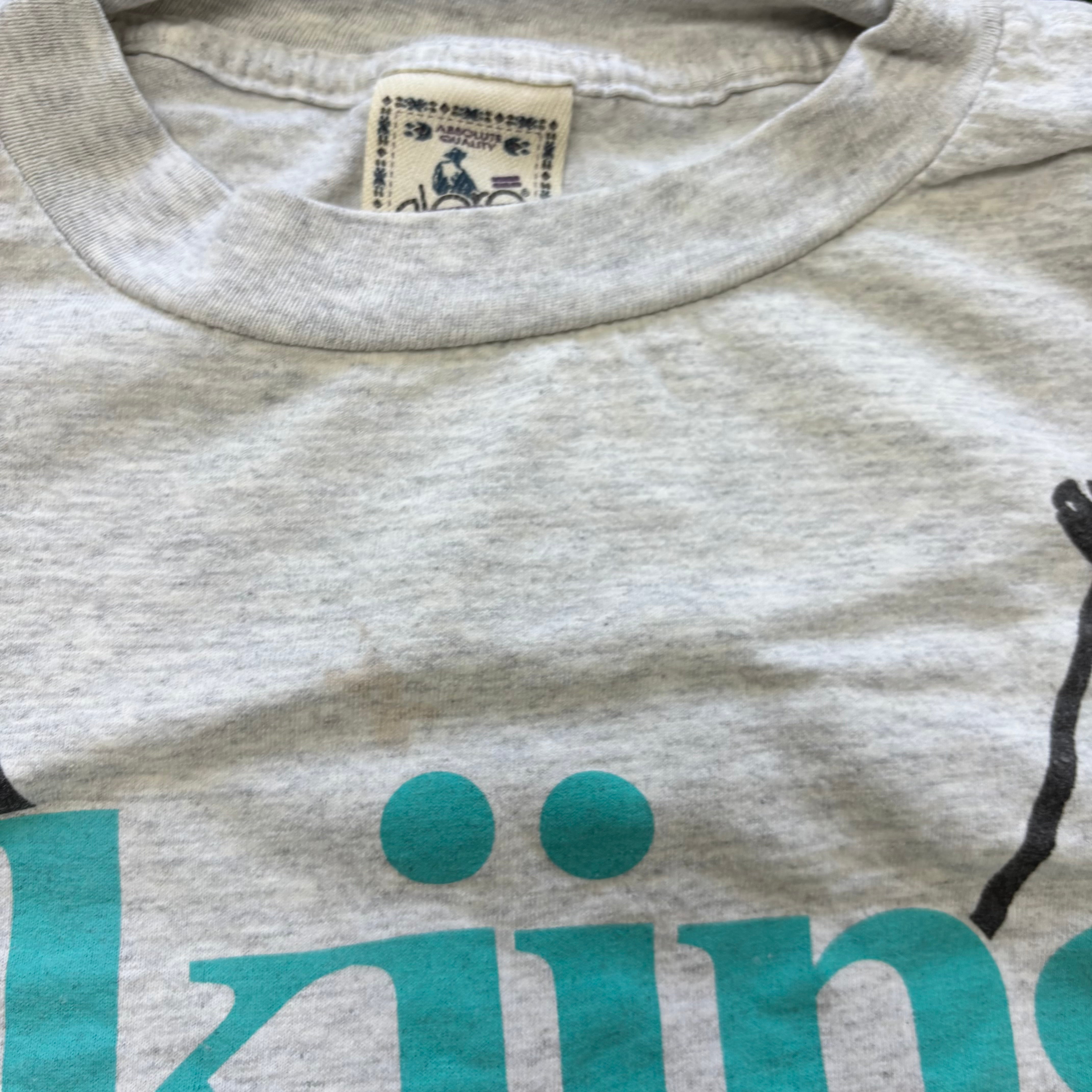 Vintage T Shirt Mens XL Grey Single Stitch Graphic Print 90s USA Skiing