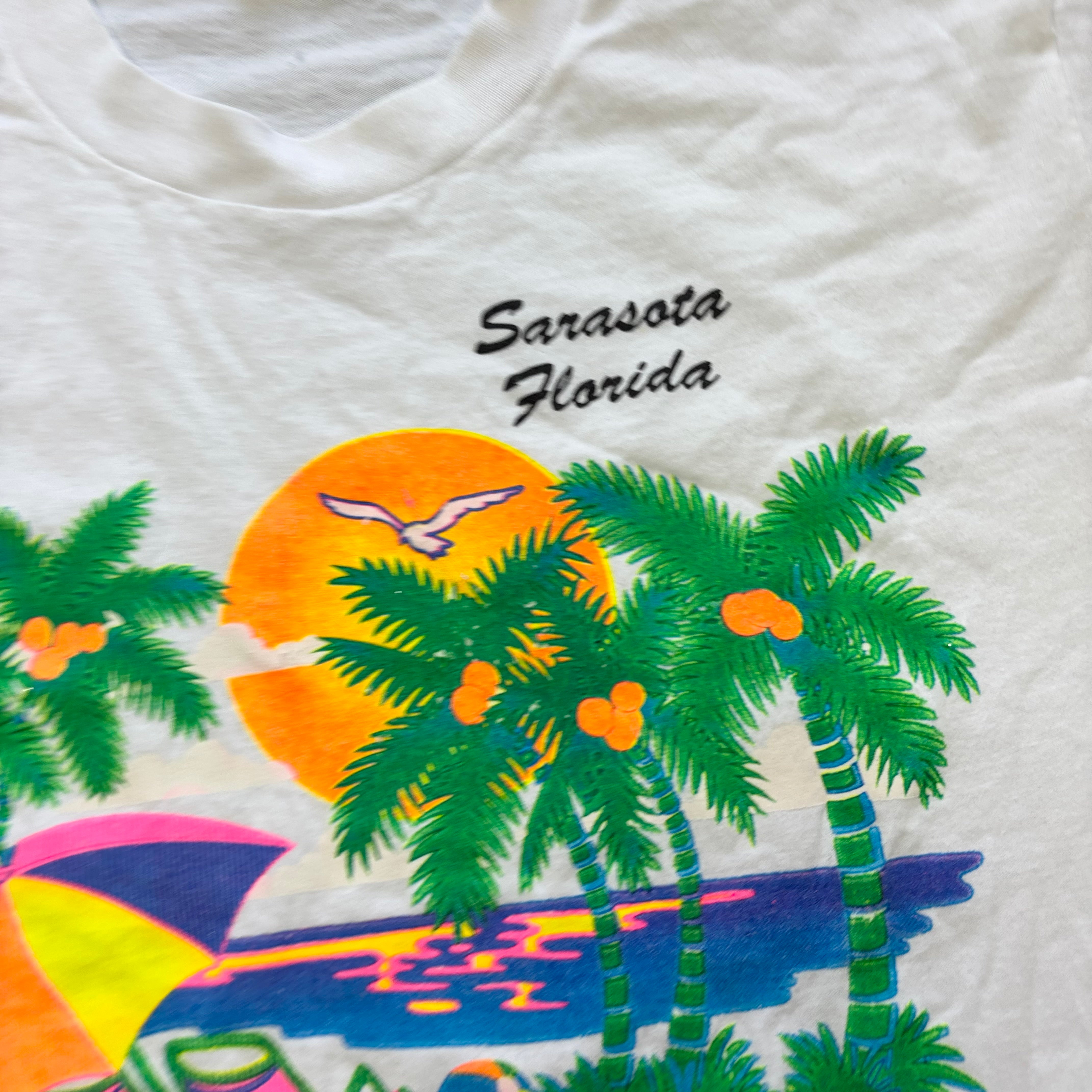Vintage T Shirt Mens Medium White Single Stitch Graphic Print 90s Tourist (E)