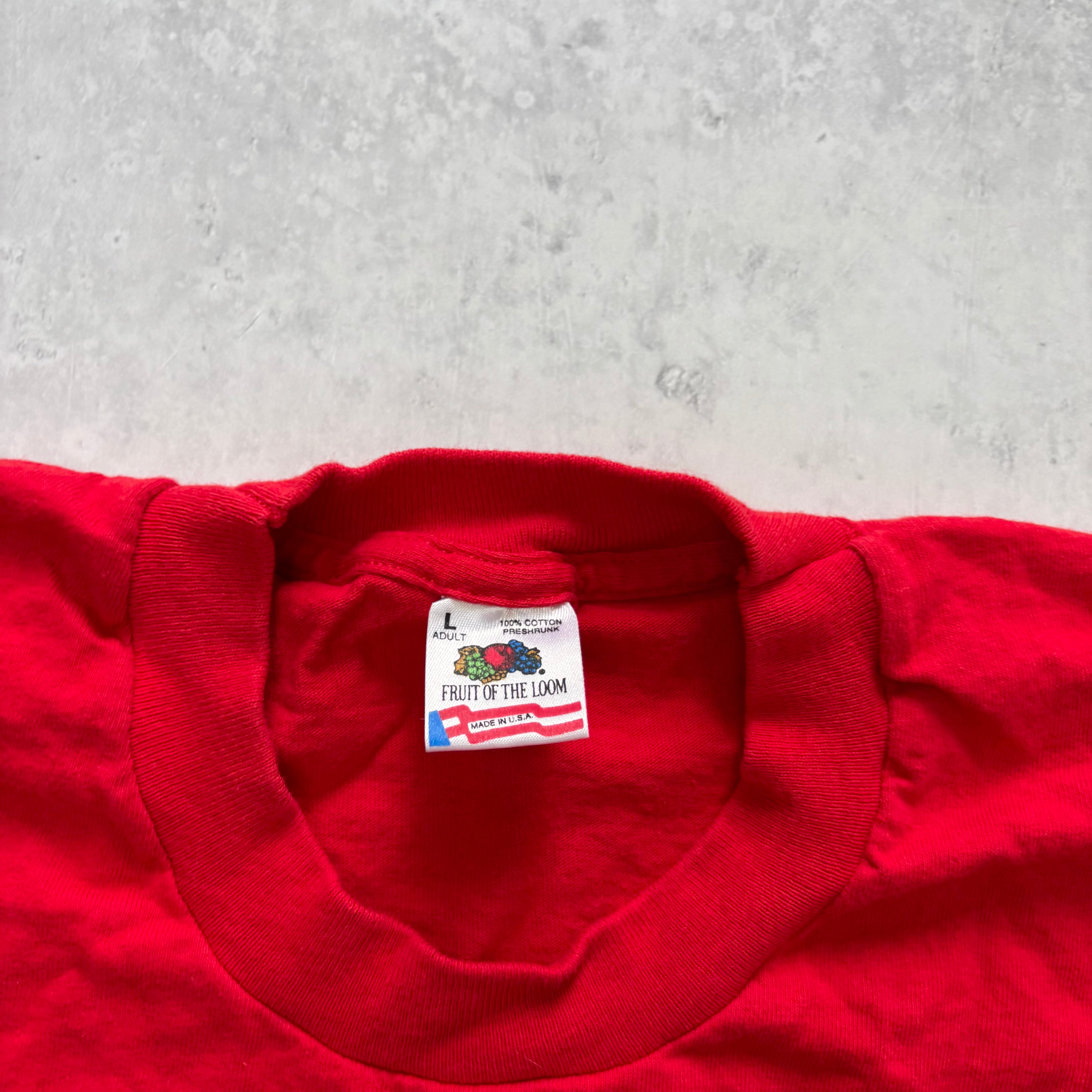 Vintage T Shirt Mens Large Red Single Stitch Graphic Print 90s USA Politics (E)