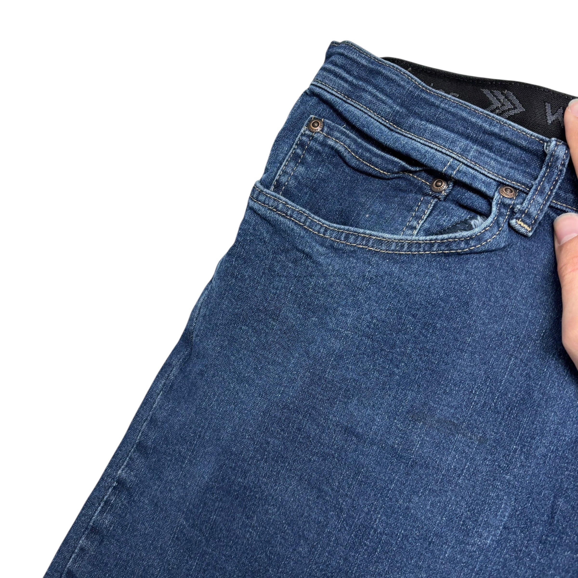 Wrangler Jeans W46 L30 Mens Dark Blue Regular Straight Fit Stretch Denim (F)