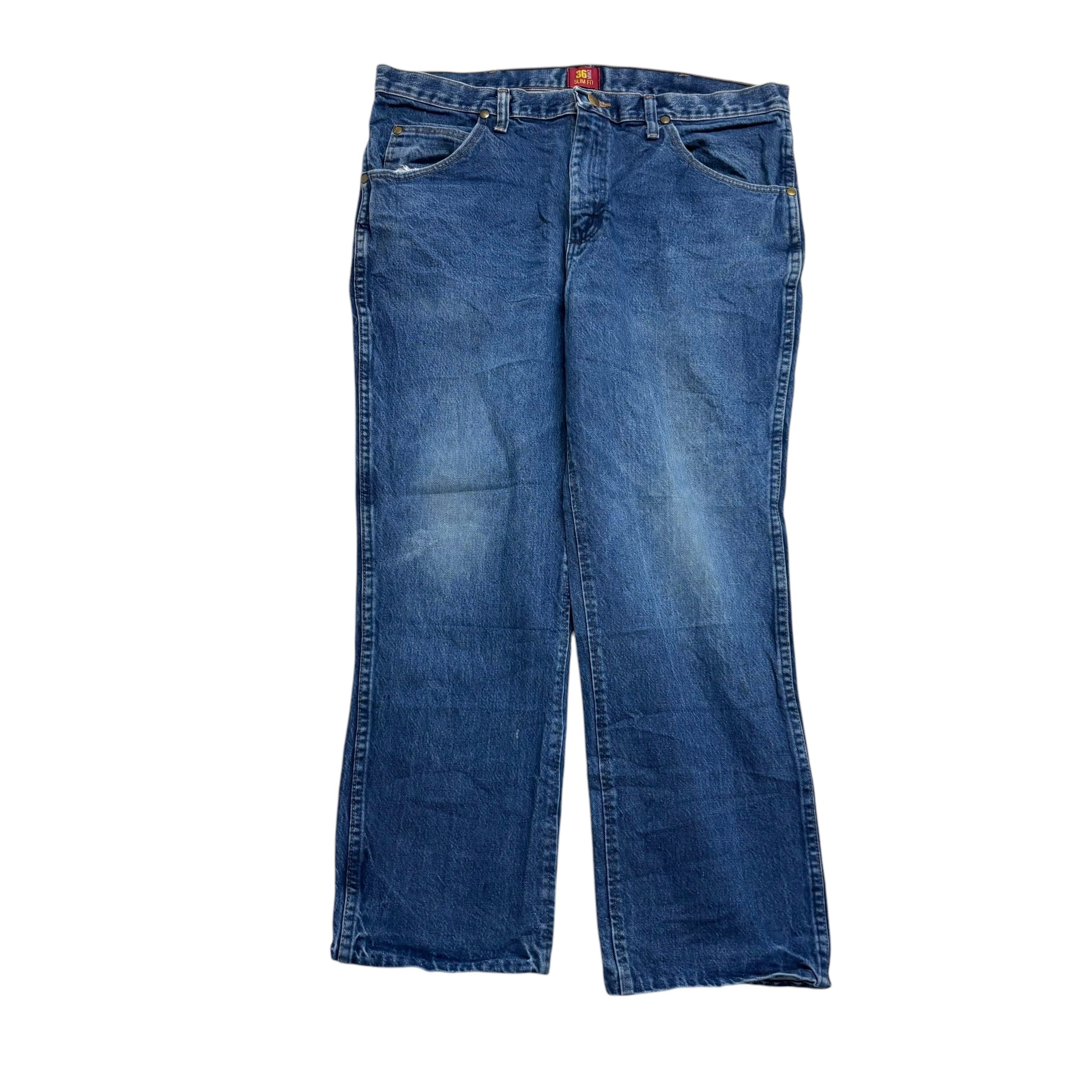 Wrangler Jeans Cowboy Cut W36 L28 Mens Mid Blue 36MWZ Slim Fit Denim