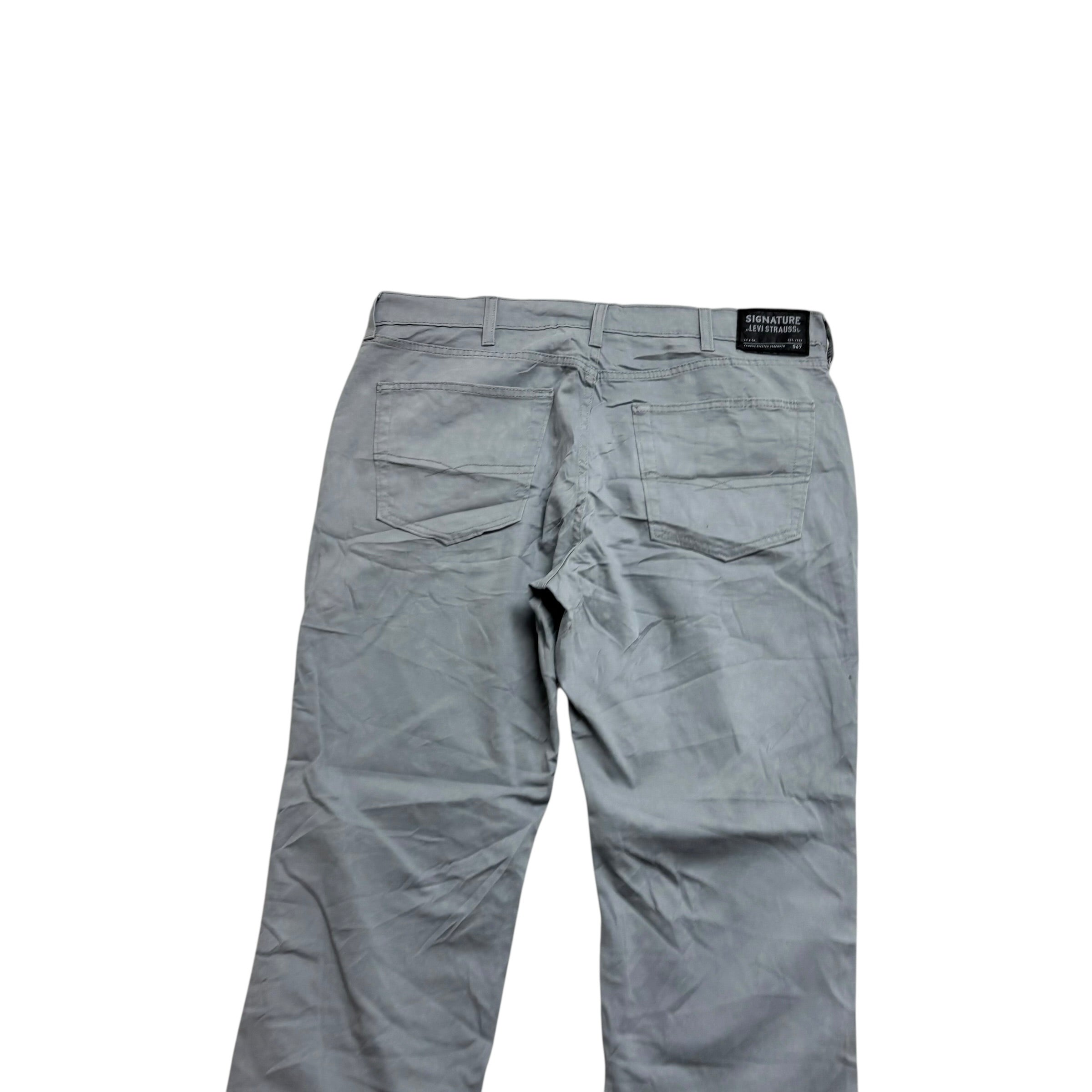 Levis Signature Trousers W38 L30 Mens Grey Athletic Fit Stretch Pants (E)