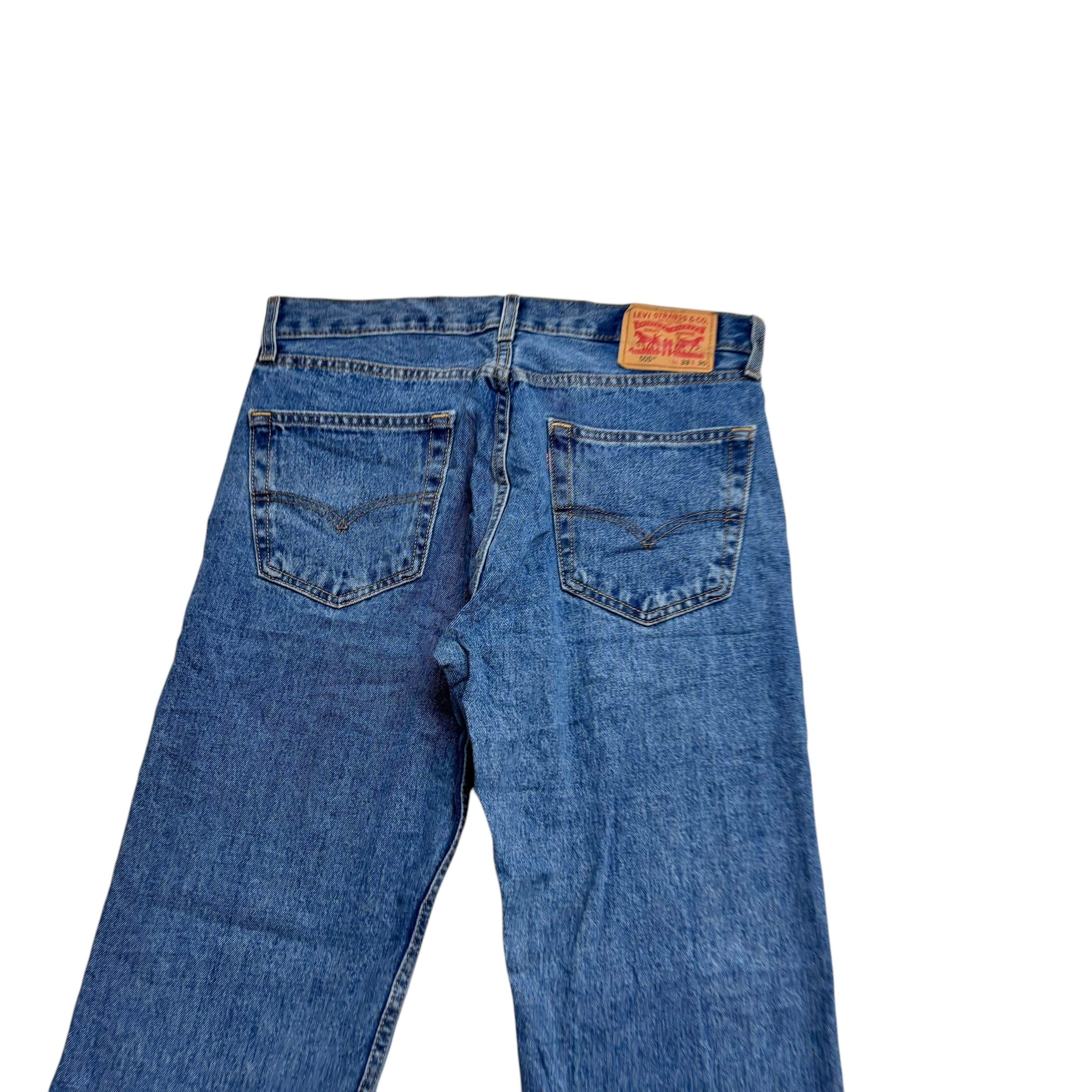 Levis 505 Jeans W33 L30 Mens Mid Blue Regular Straight Fit Denim (E)