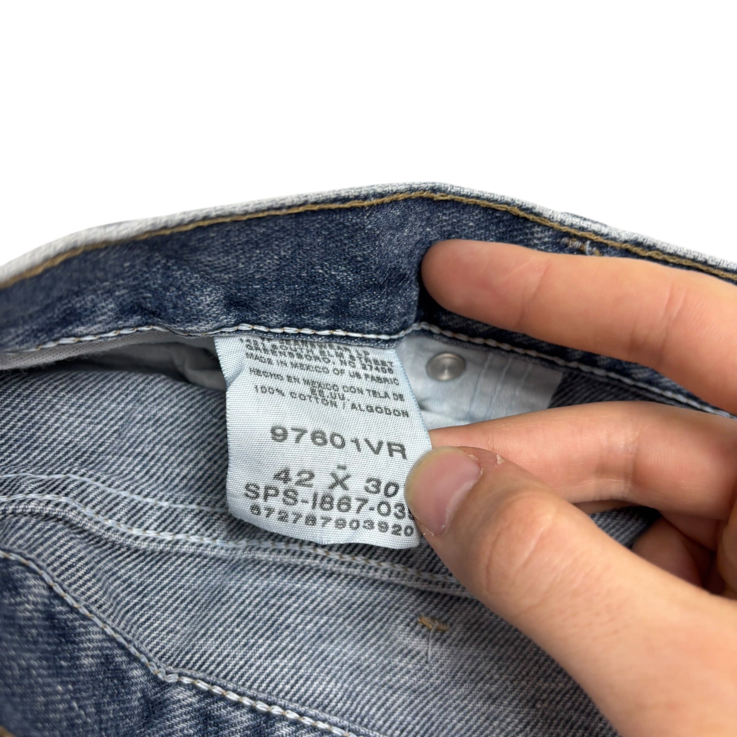 Wrangler Jeans W42 L30 Mens Mid Blue Relaxed Straight Fit Vintage Denim (E)