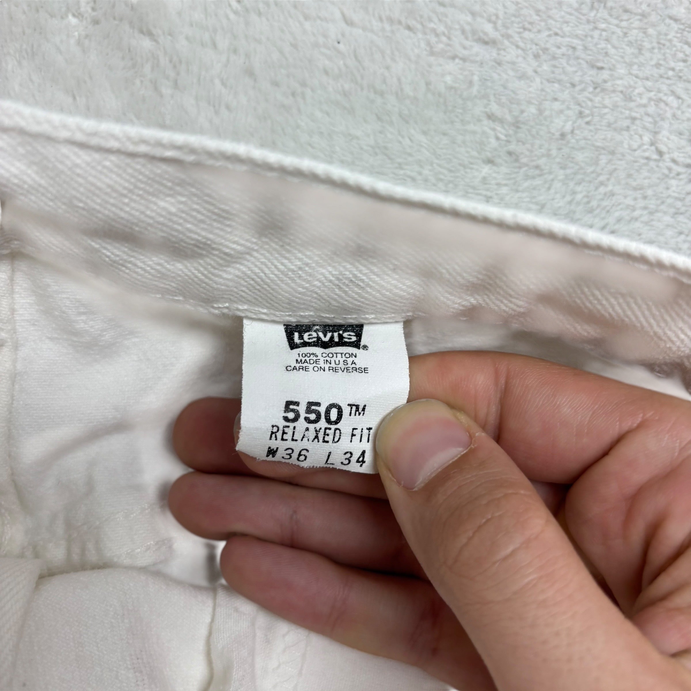 Levis 550 Jeans W36 L34 Mens White Relaxed Straight Vintage Made In USA (F)