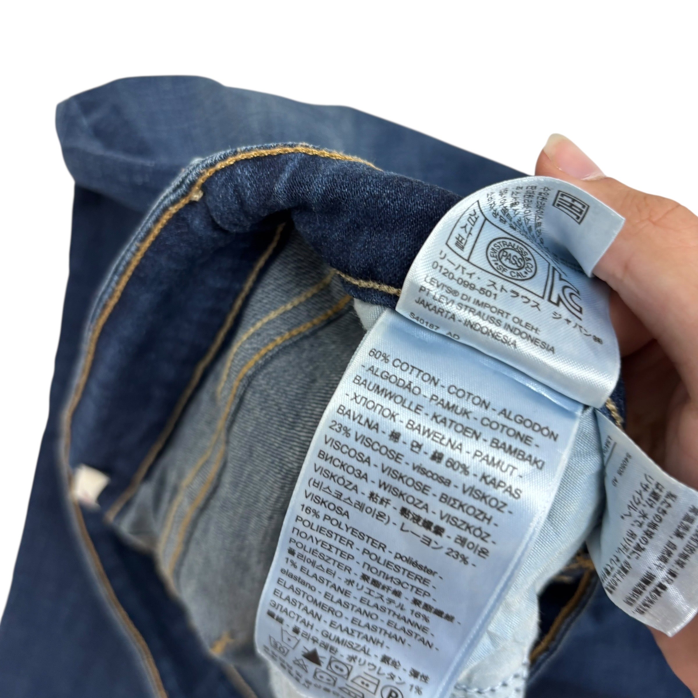 Levis Jeans W30 L34 Womens Mid Rise Skinny Dark Blue Stretch Denim (E)